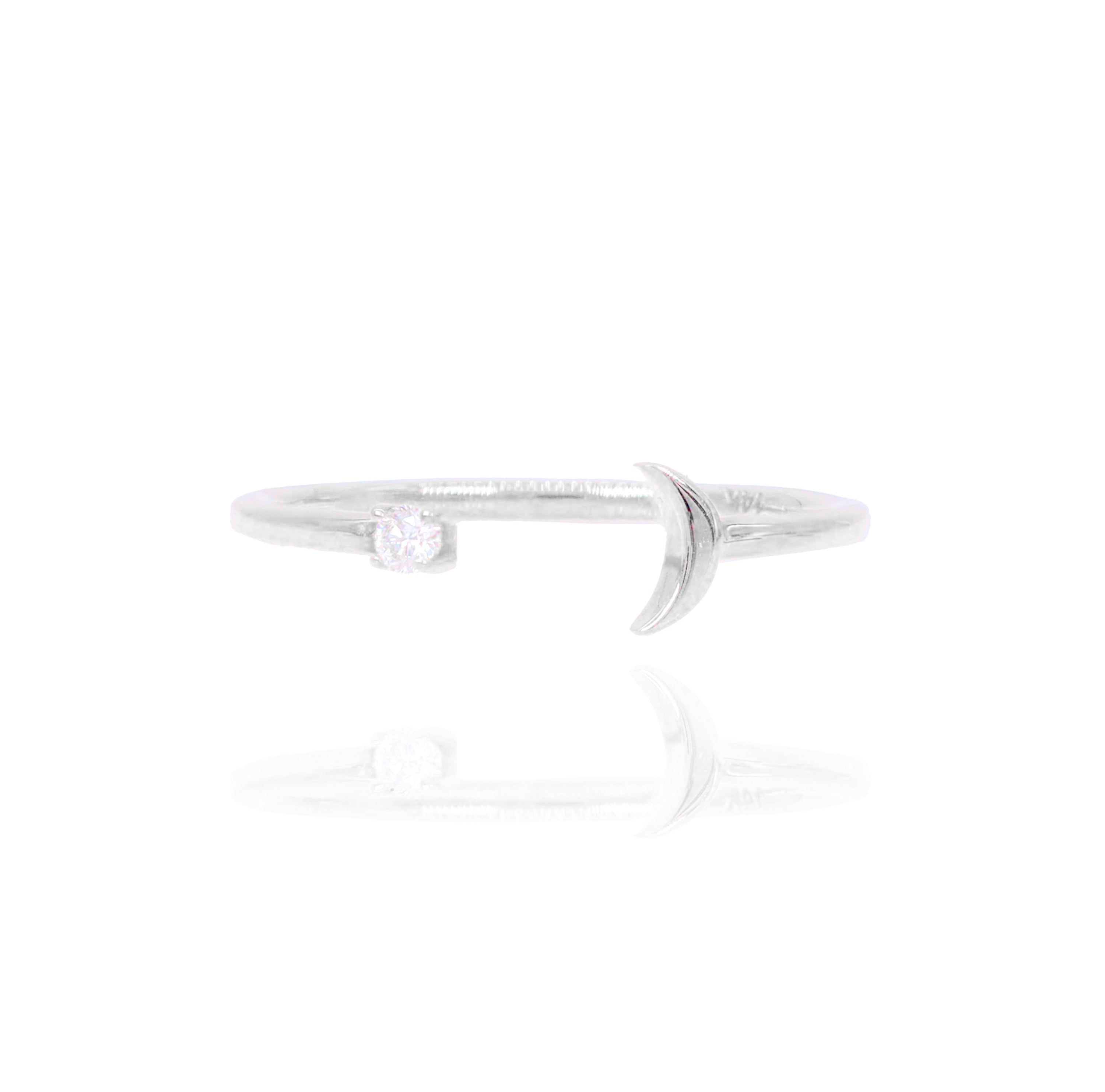 Crescent Moon with Diamond Star Ring Band