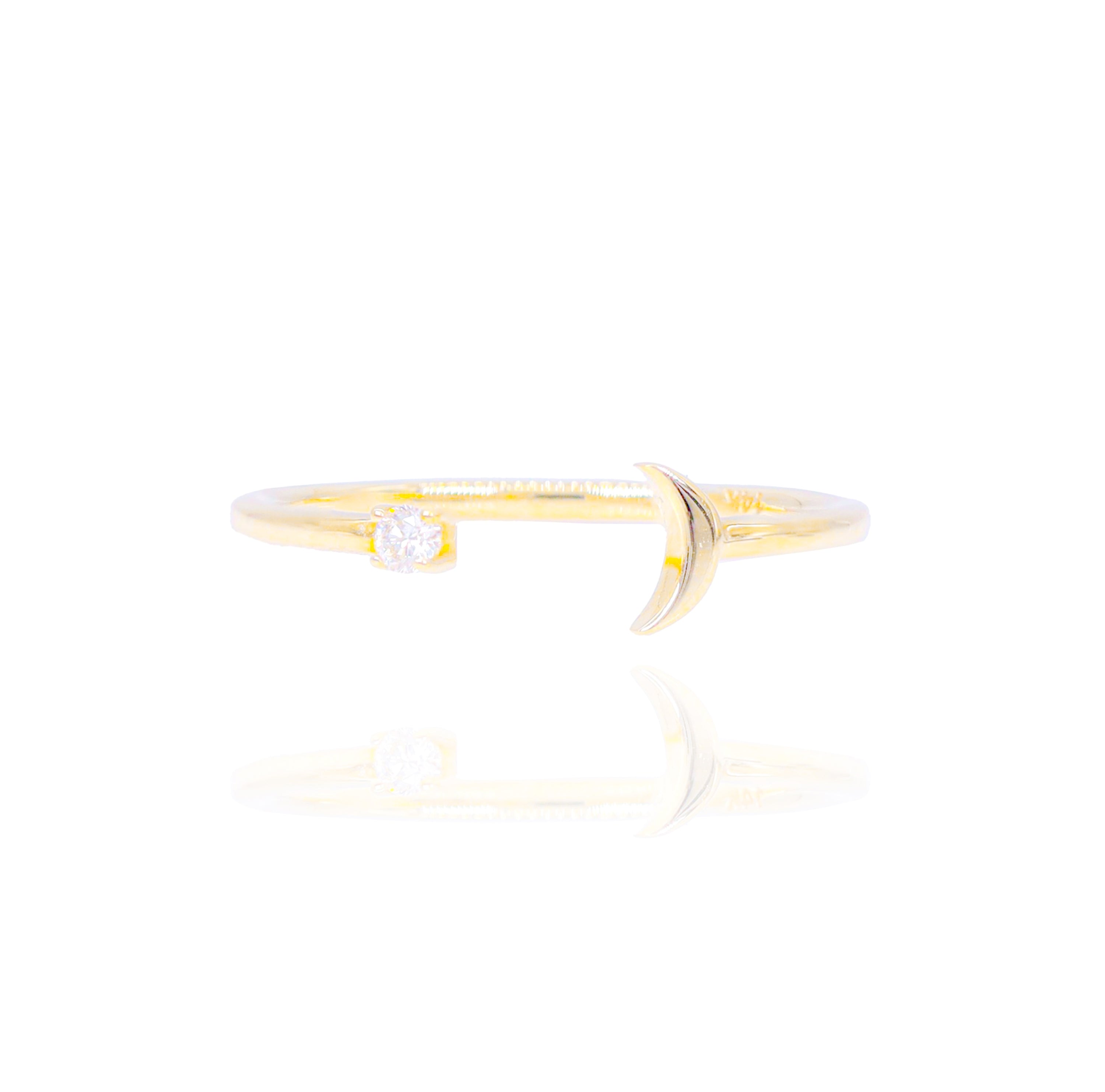 Crescent Moon with Diamond Star Ring Band