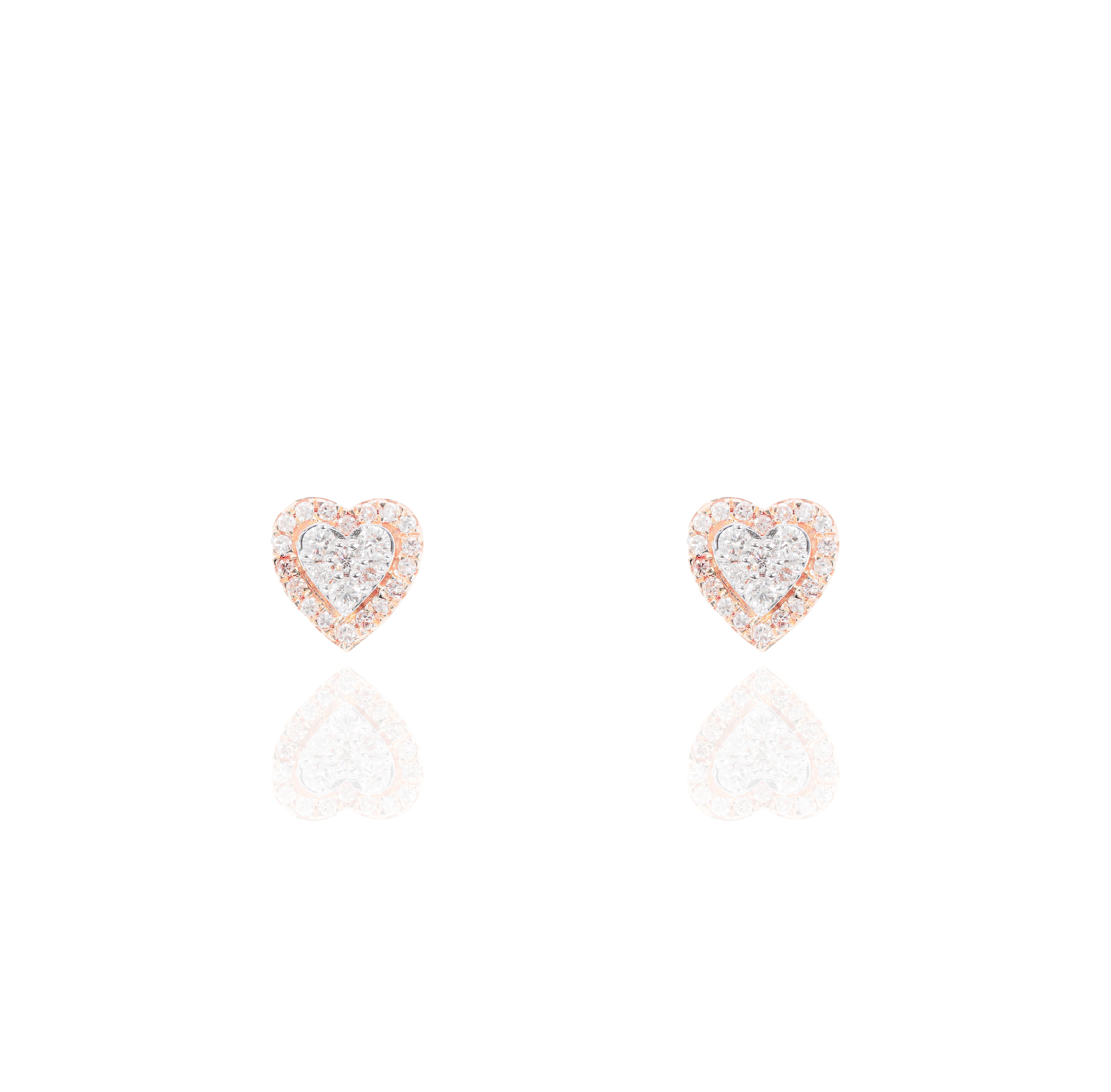 Two-Tone Diamond Heart Earrings