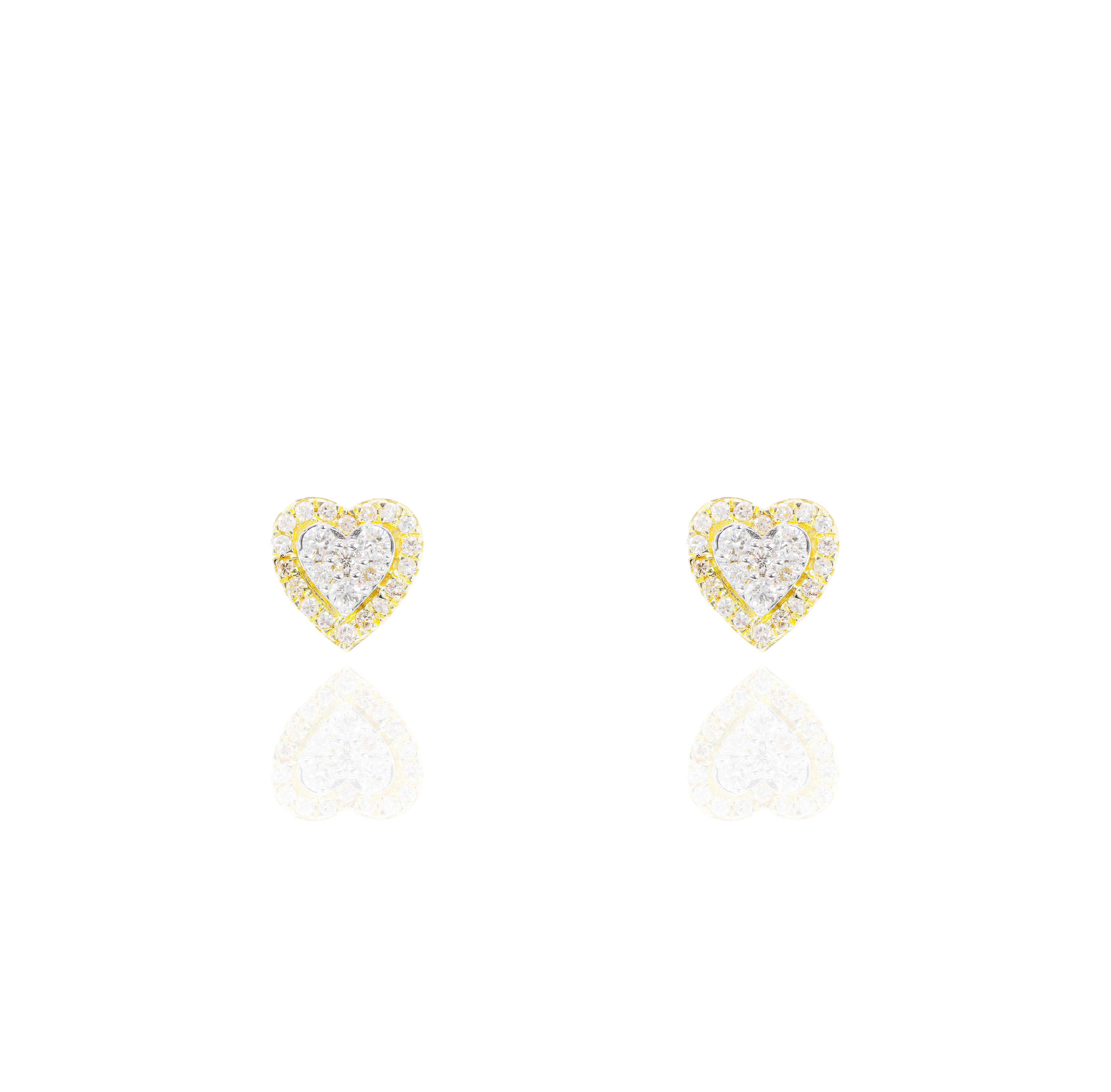 Two-Tone Diamond Heart Earrings