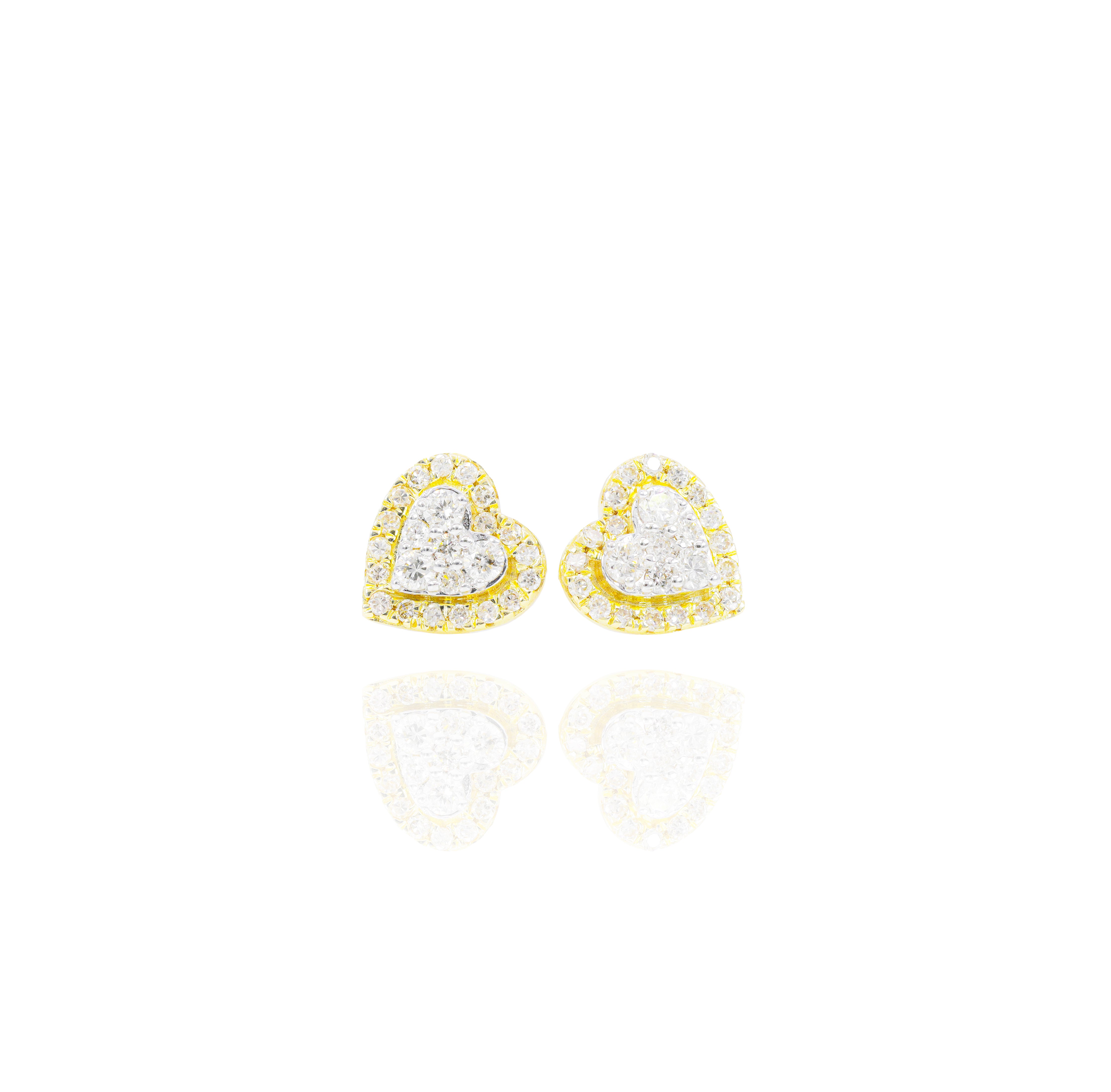 Two-Tone Diamond Heart Earrings