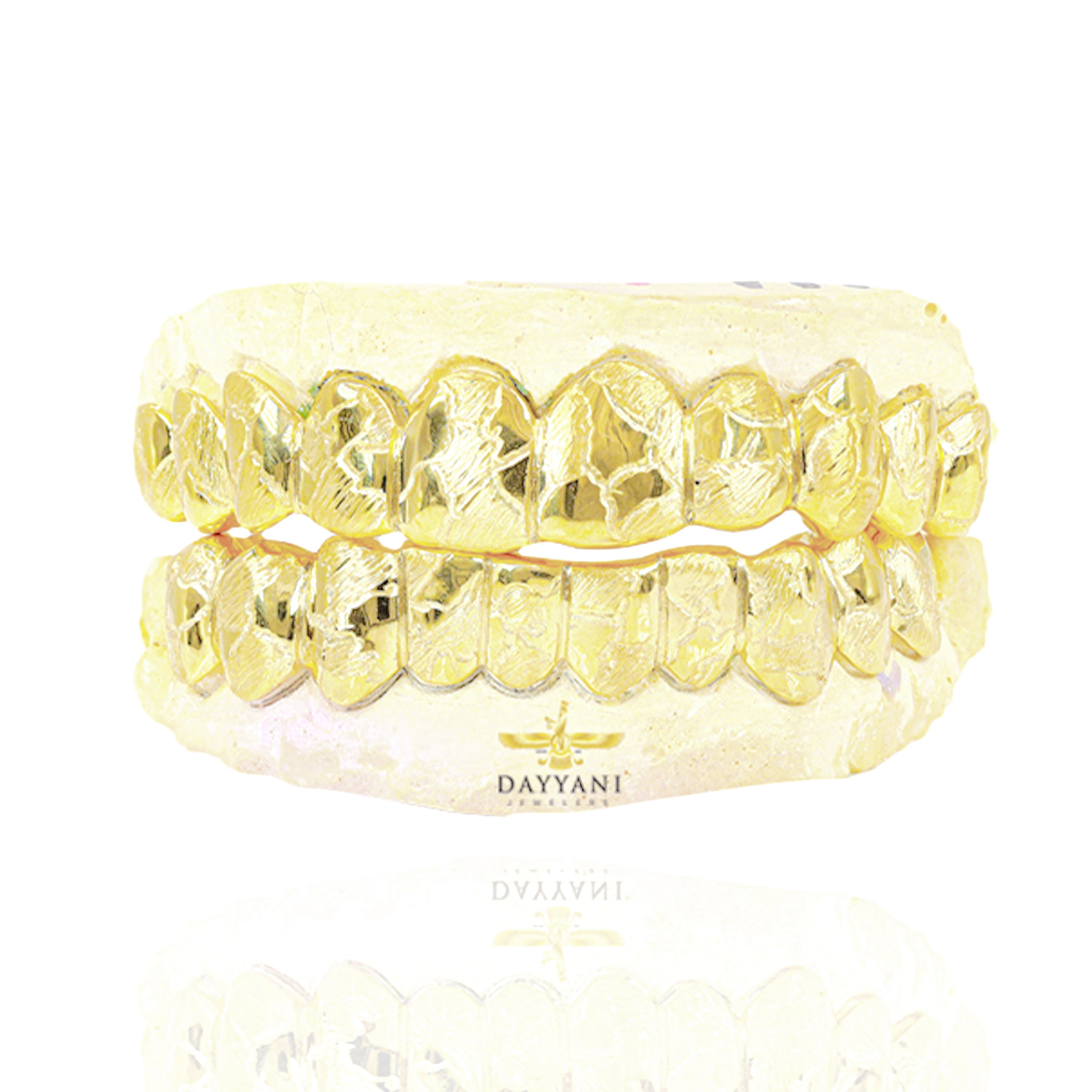 Custom Nugget Design Outline Gold Grillz