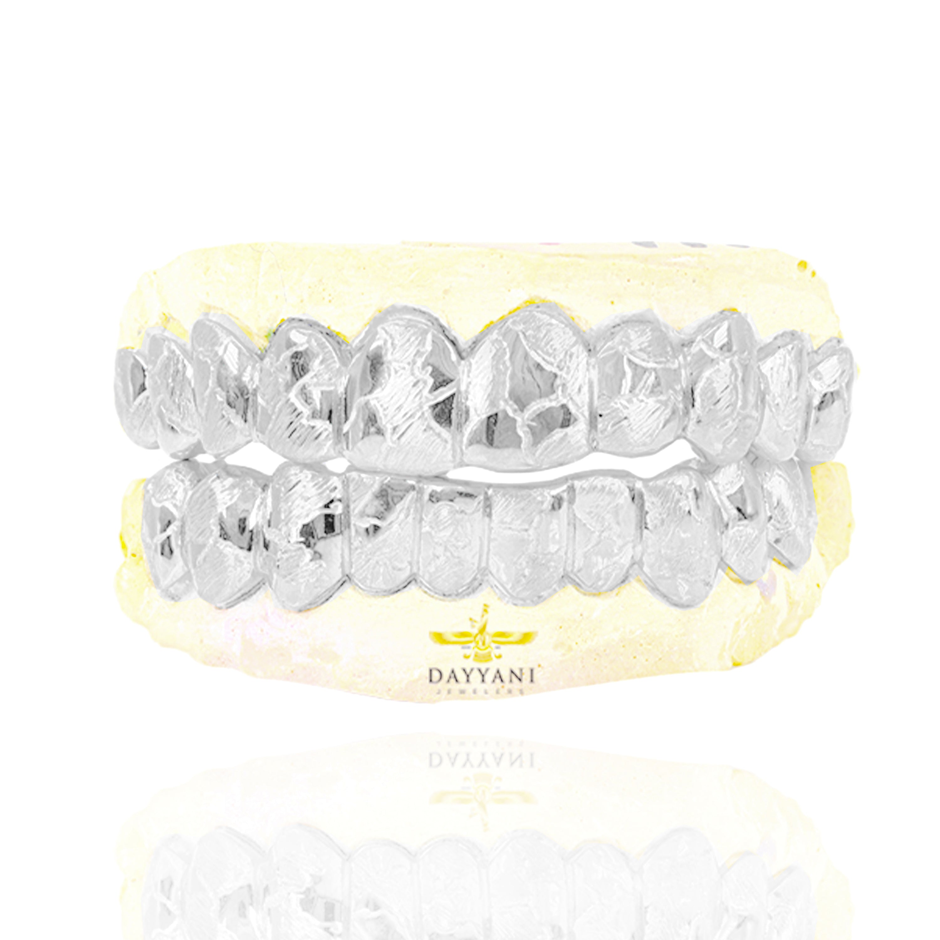Custom Nugget Design Outline Gold Grillz