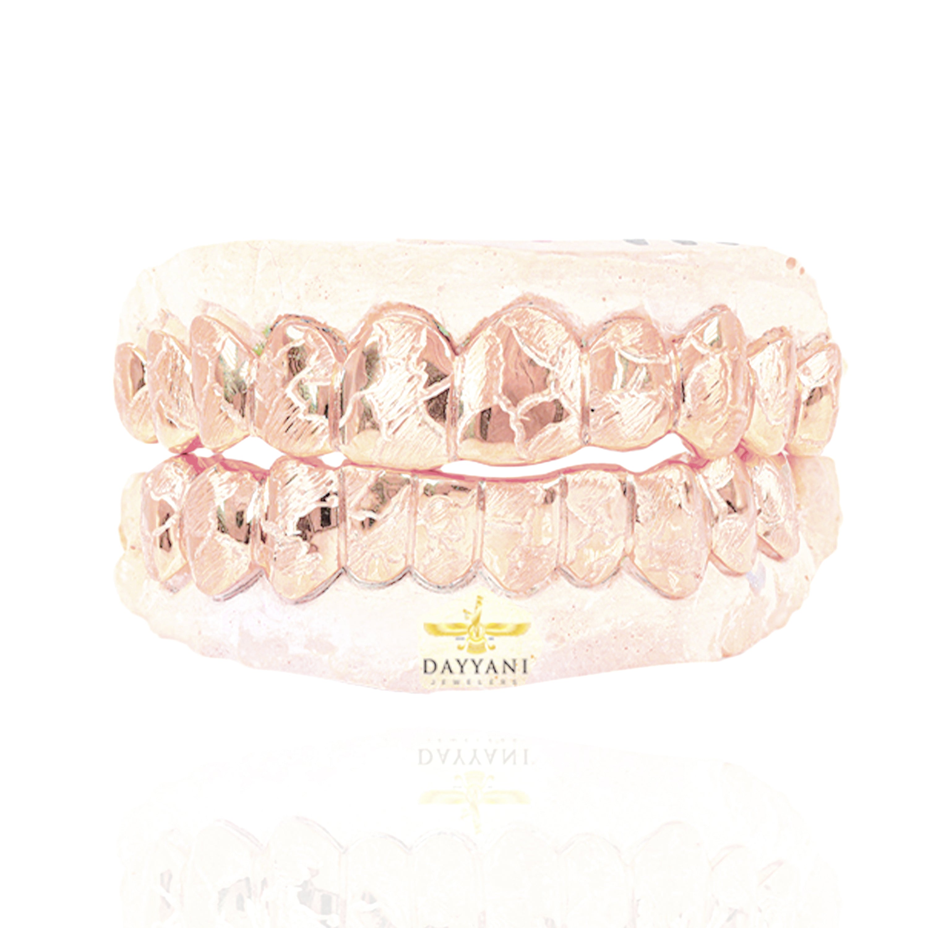 Custom Nugget Design Outline Gold Grillz