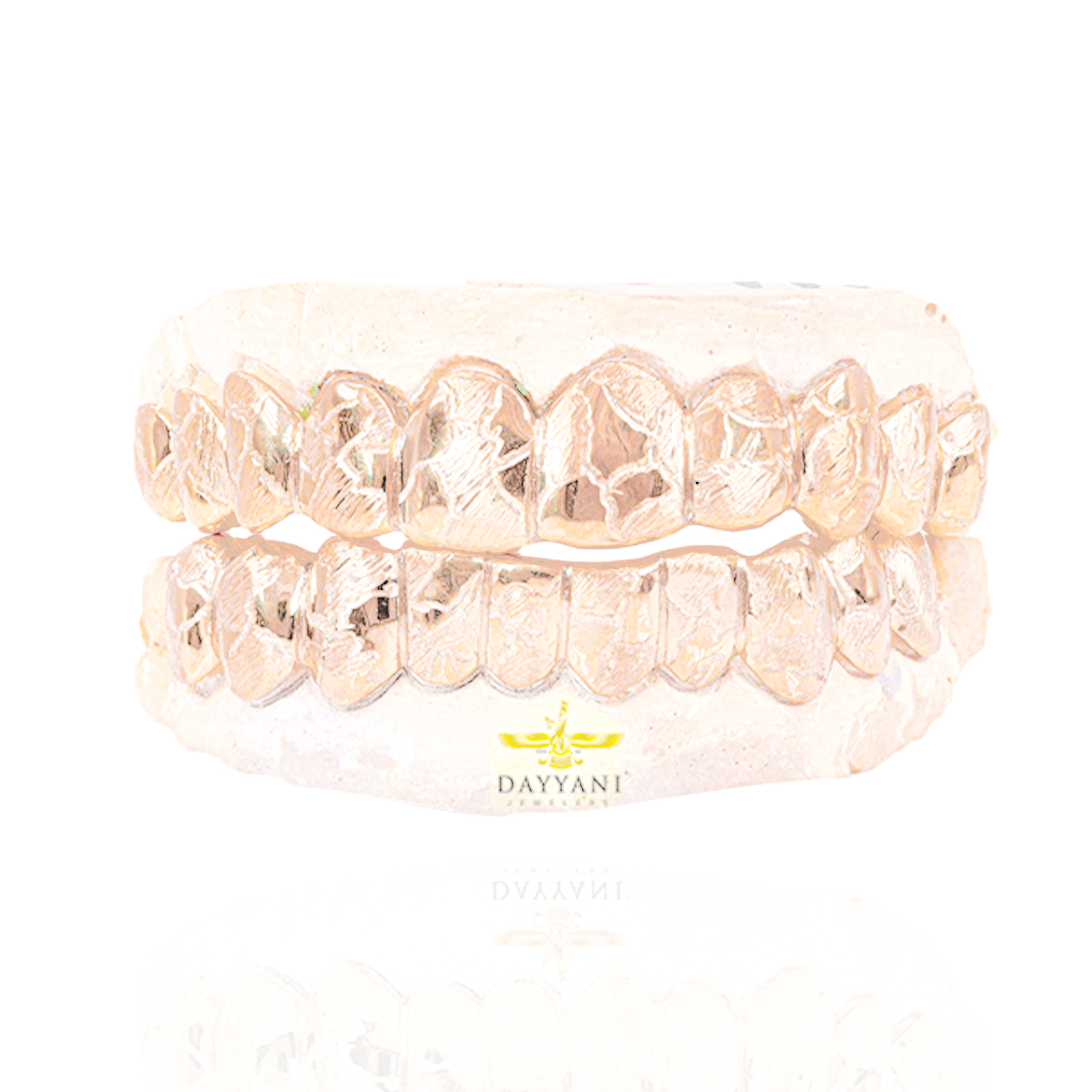 Custom Nugget Design Outline Gold Grillz