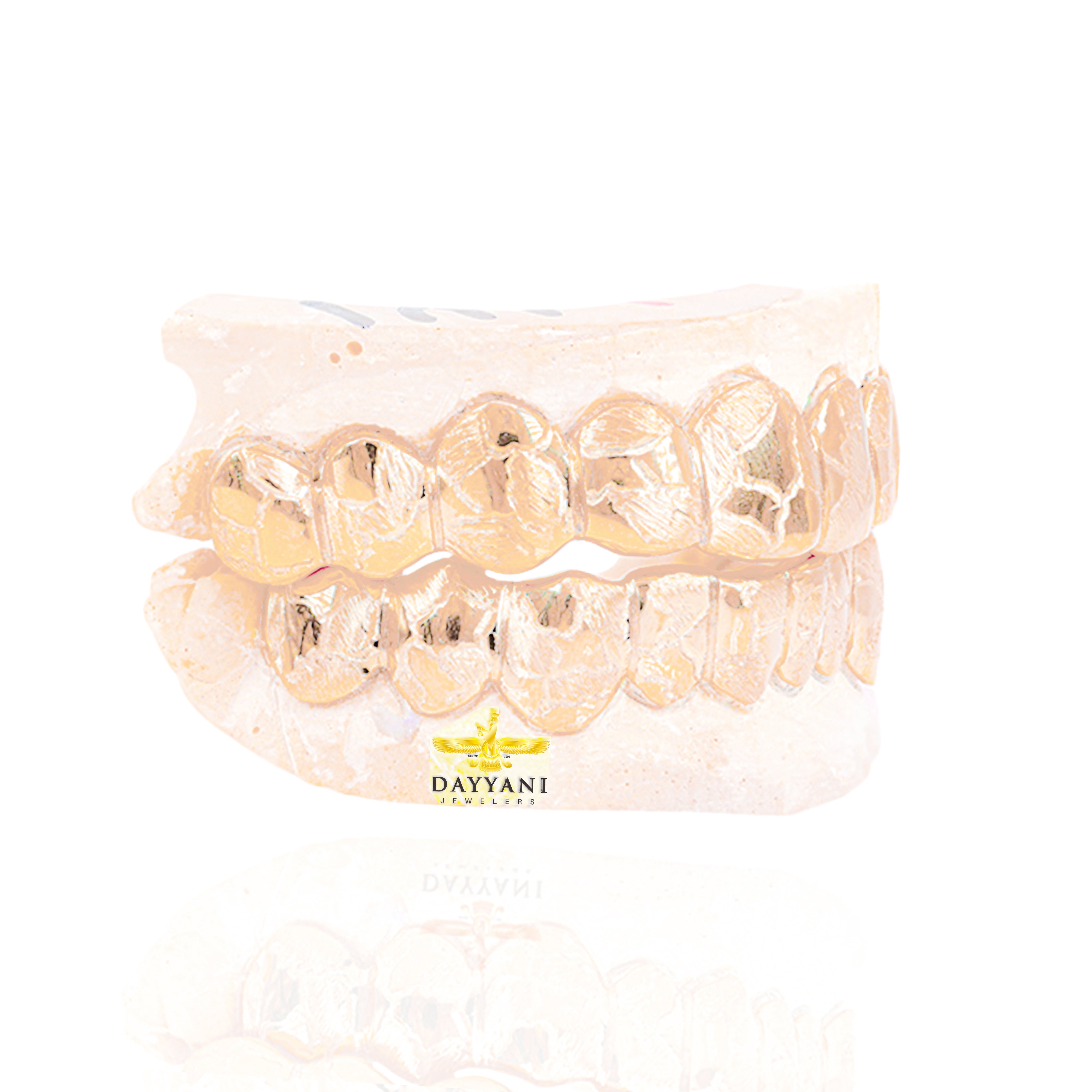Custom Nugget Design Outline Gold Grillz