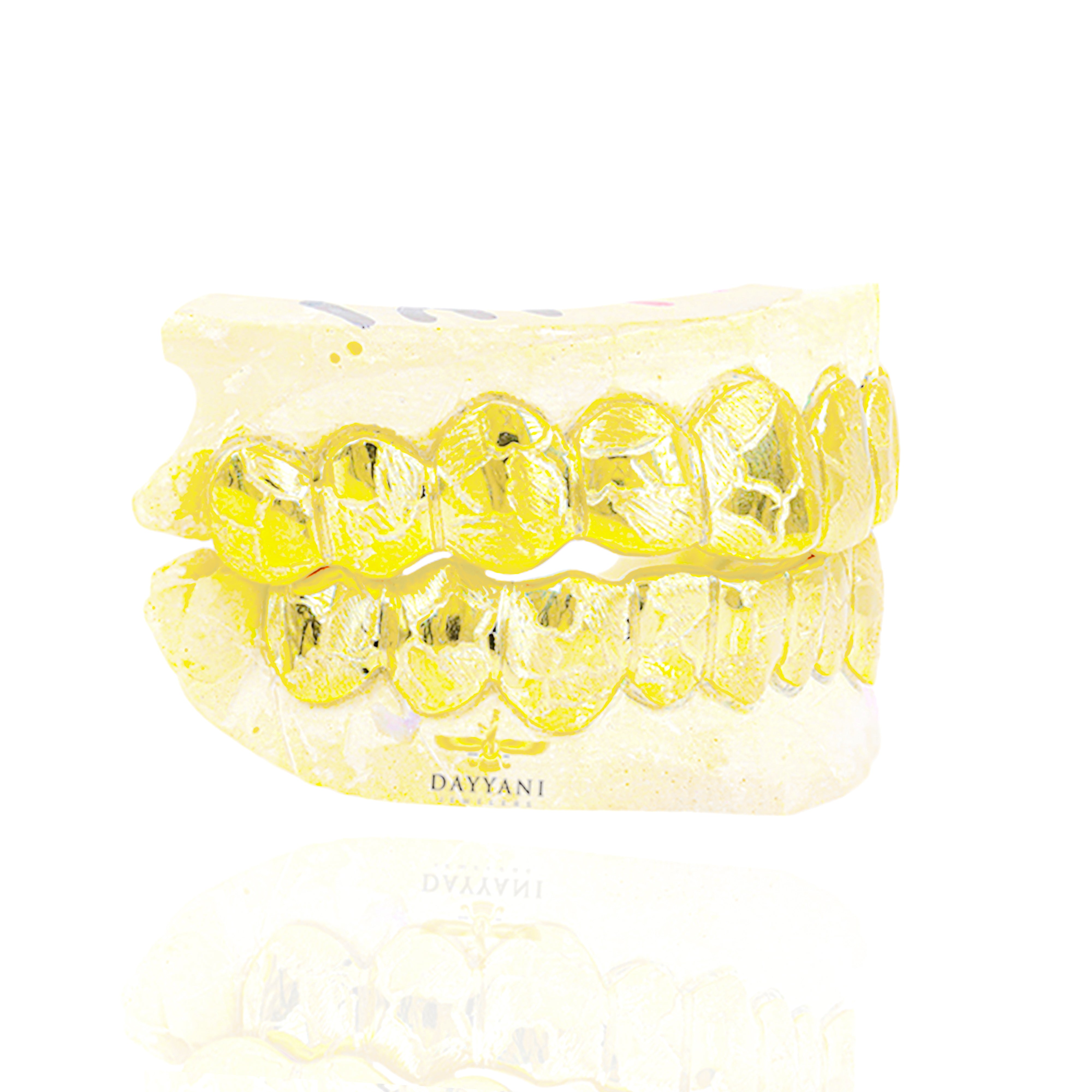 Custom Nugget Design Outline Gold Grillz