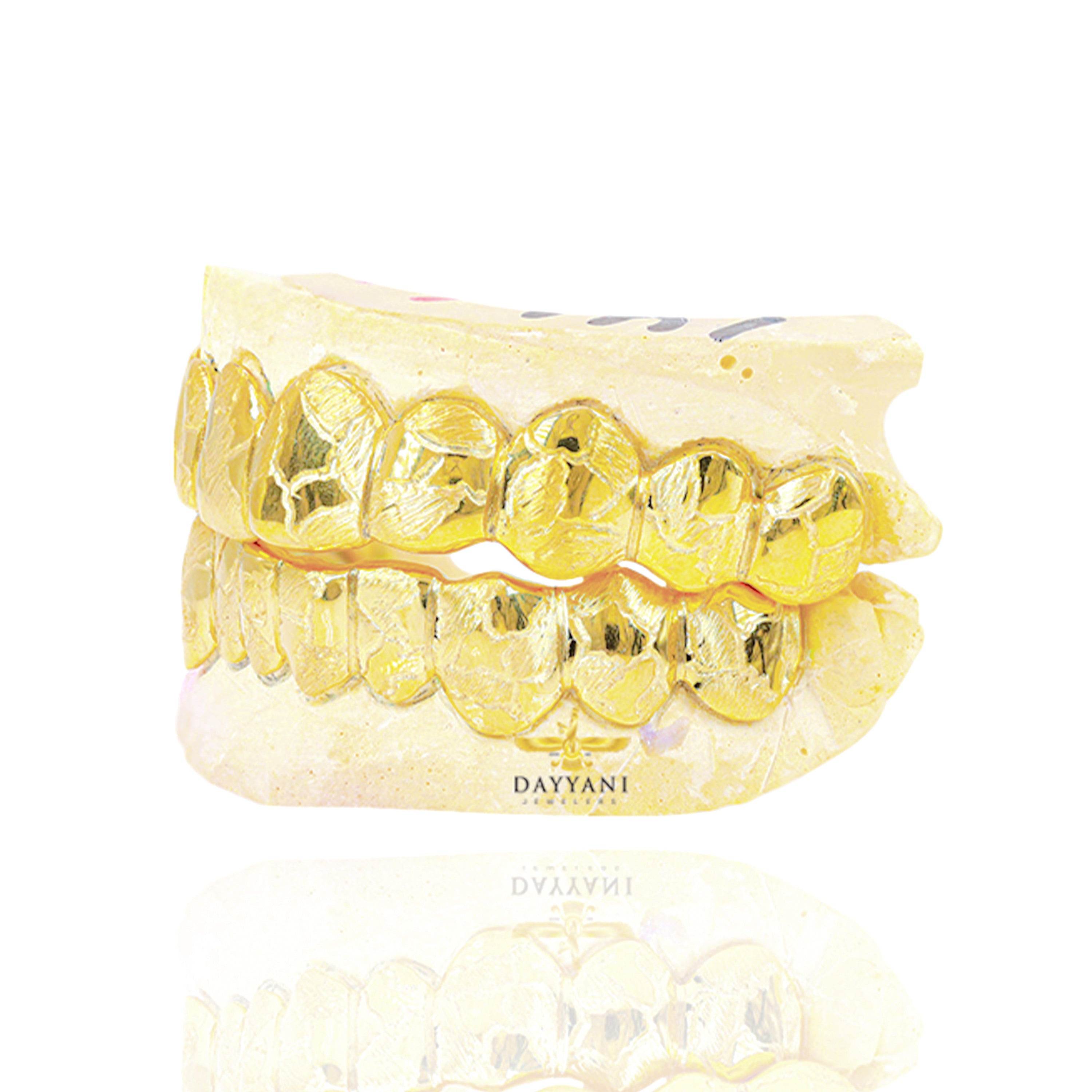 Custom Nugget Design Outline Gold Grillz