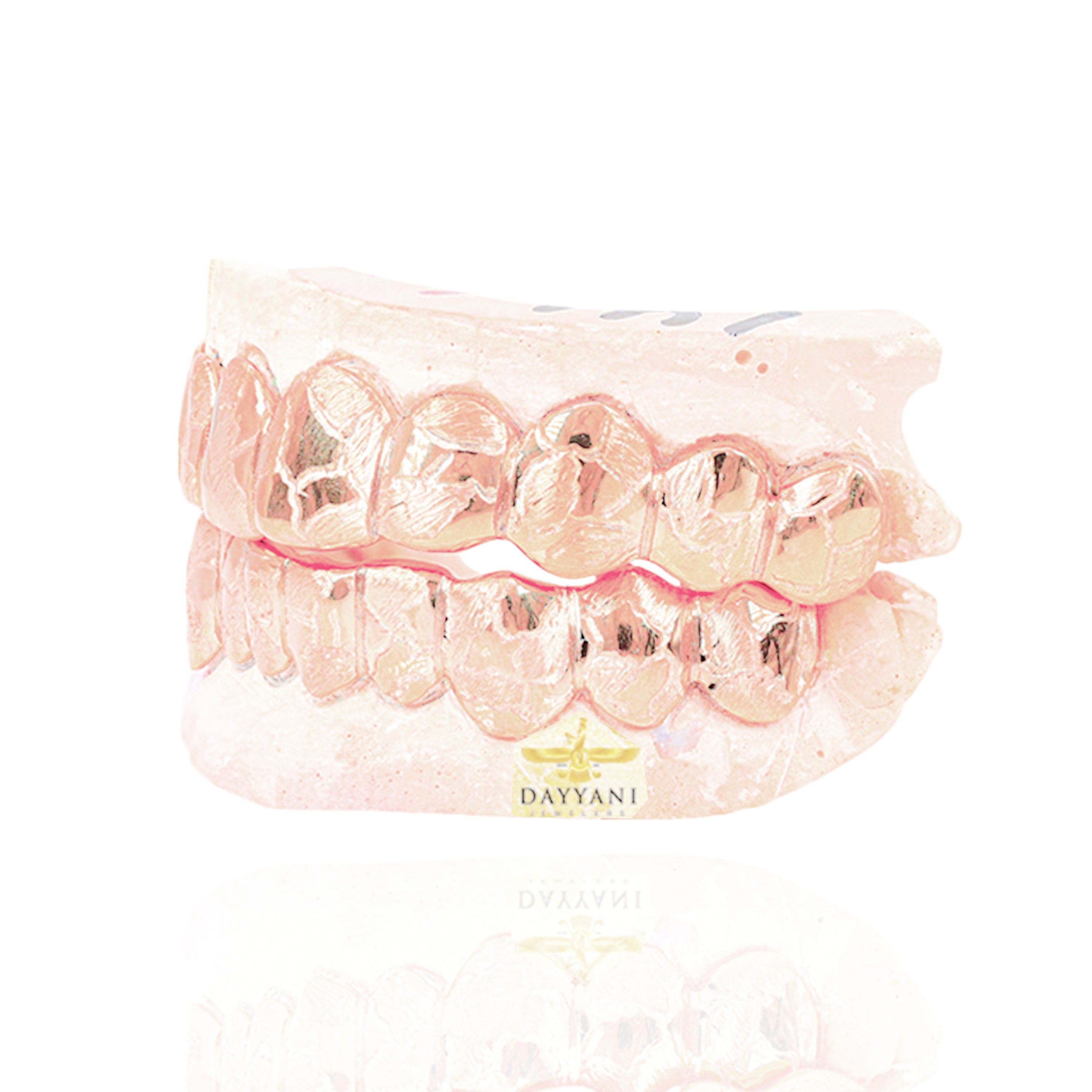 Custom Nugget Design Outline Gold Grillz