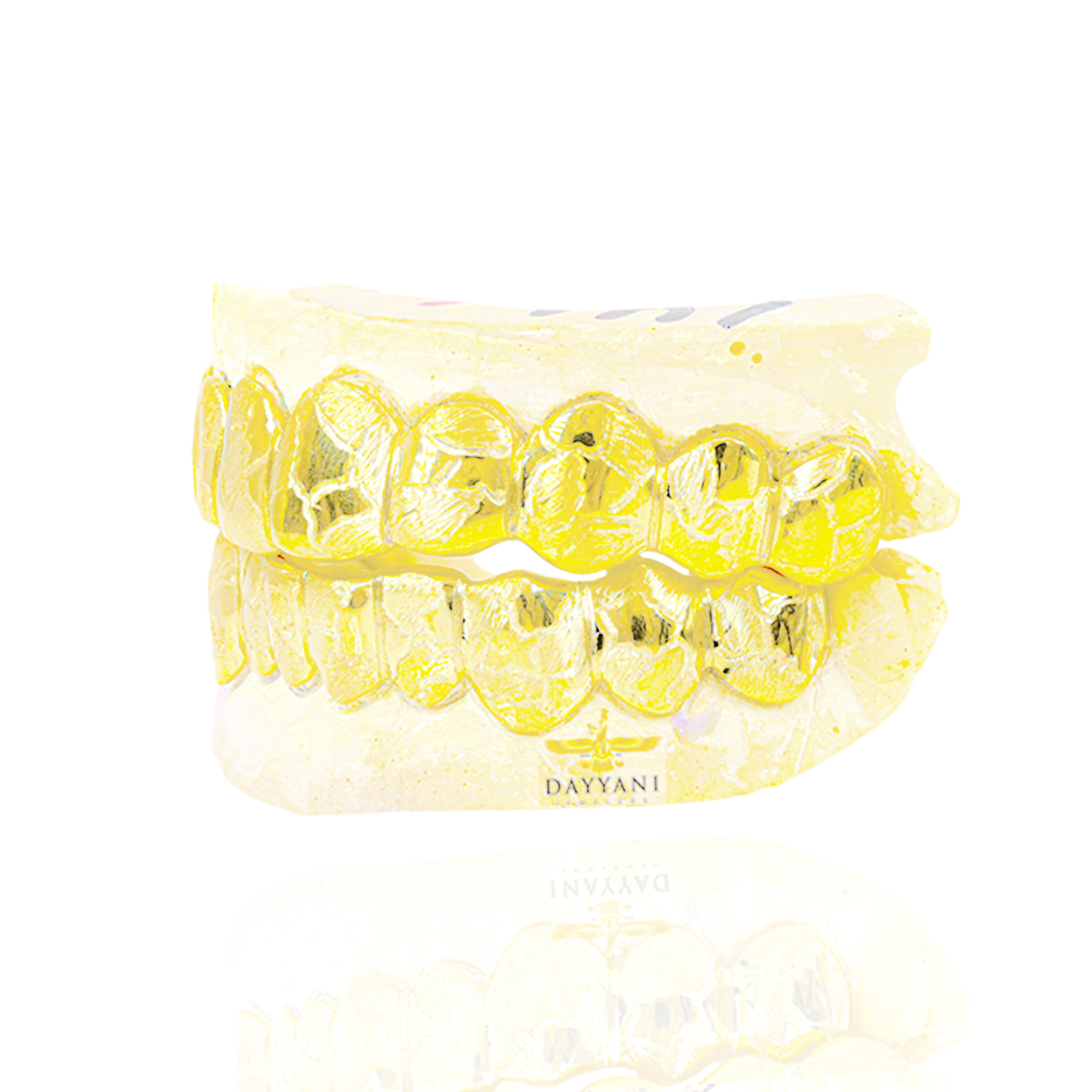 Custom Nugget Design Outline Gold Grillz