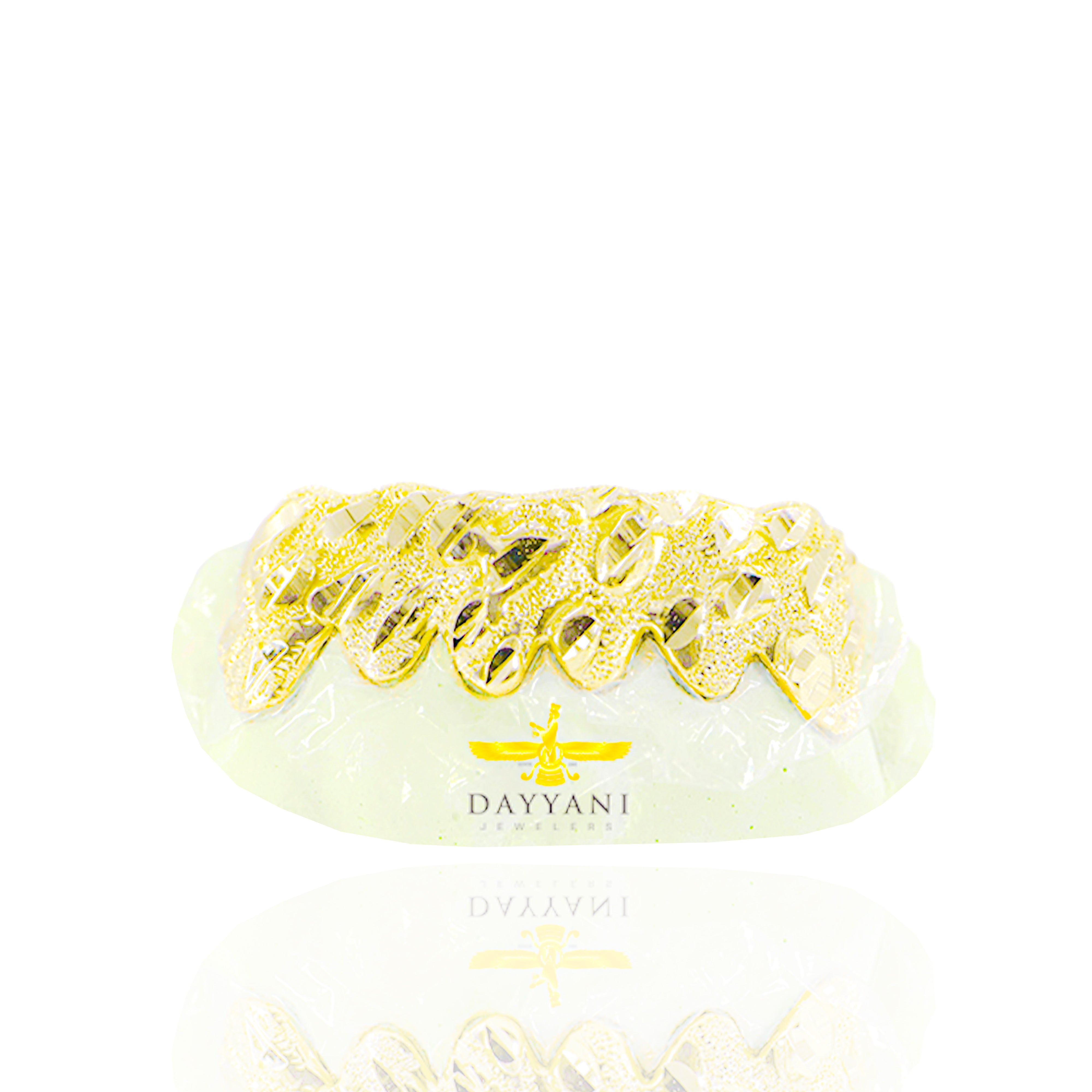 Custom Nugget Cut Diamond Dust Gold Grillz