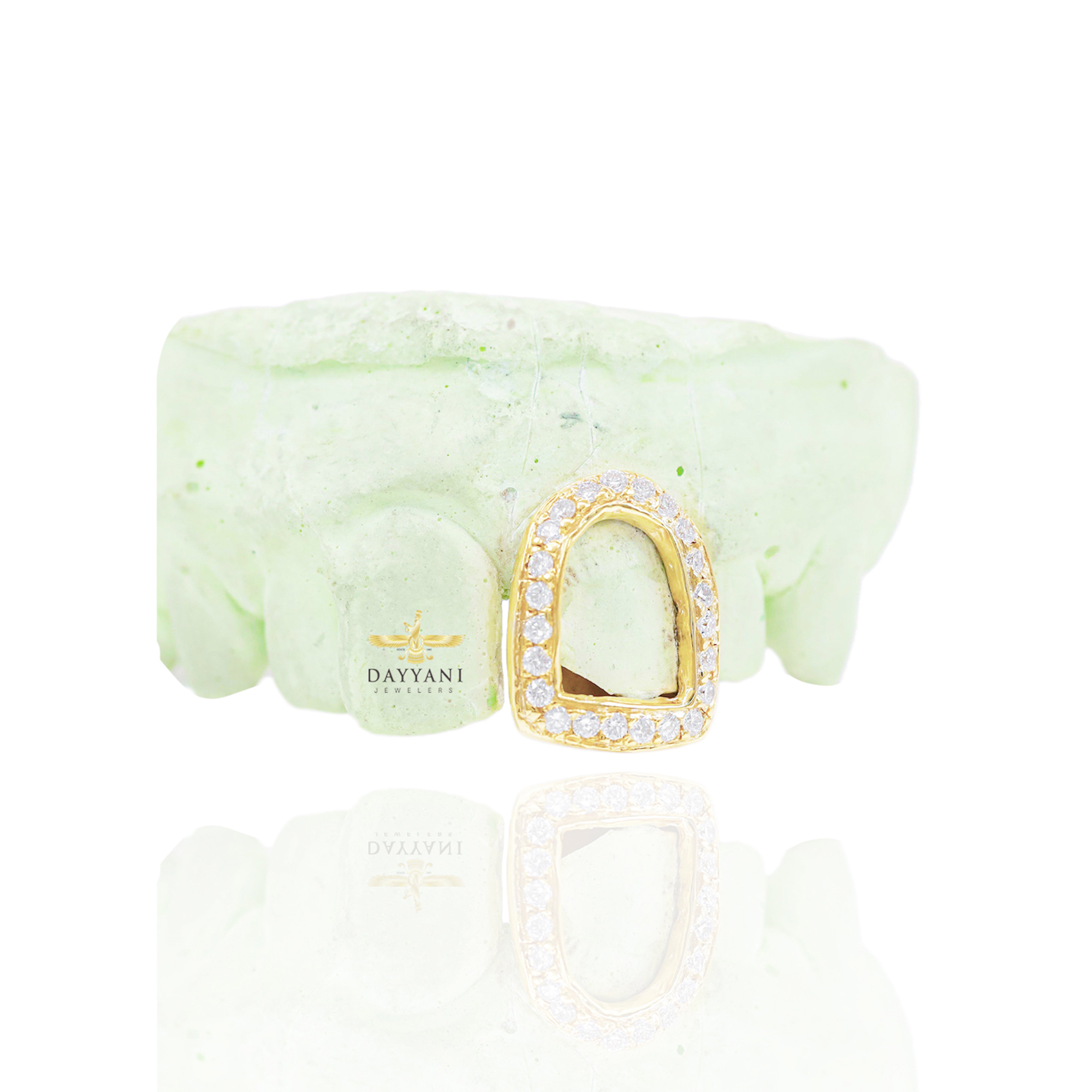 Custom One Tooth Diamond Open Face Grillz Hand Set Natural Diamonds Custom Grillz Top OR BOTTOM