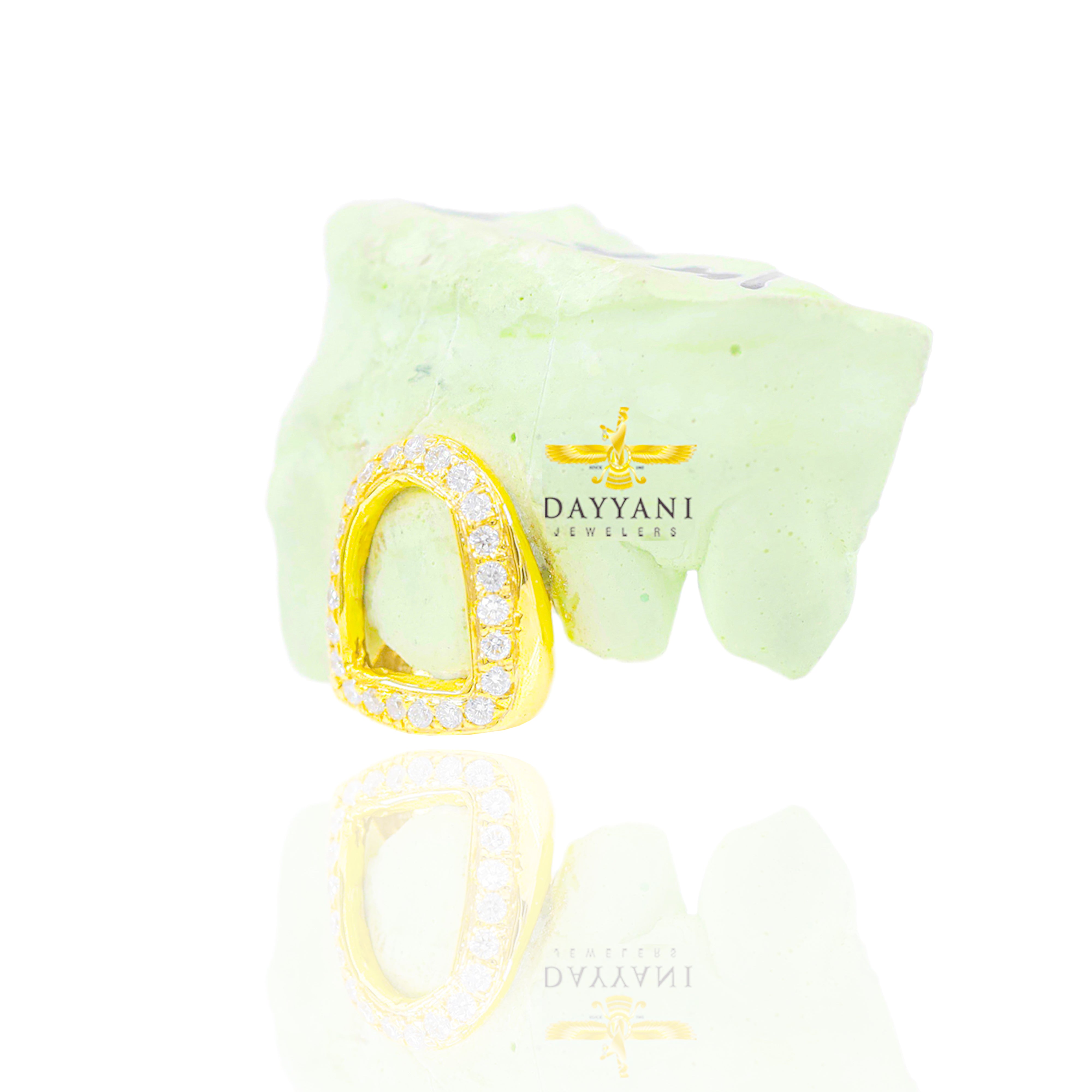 Custom One Tooth Diamond Open Face Grillz Hand Set Natural Diamonds Custom Grillz Top OR BOTTOM (TOP TEETH ADHESIVE REQUIRED)