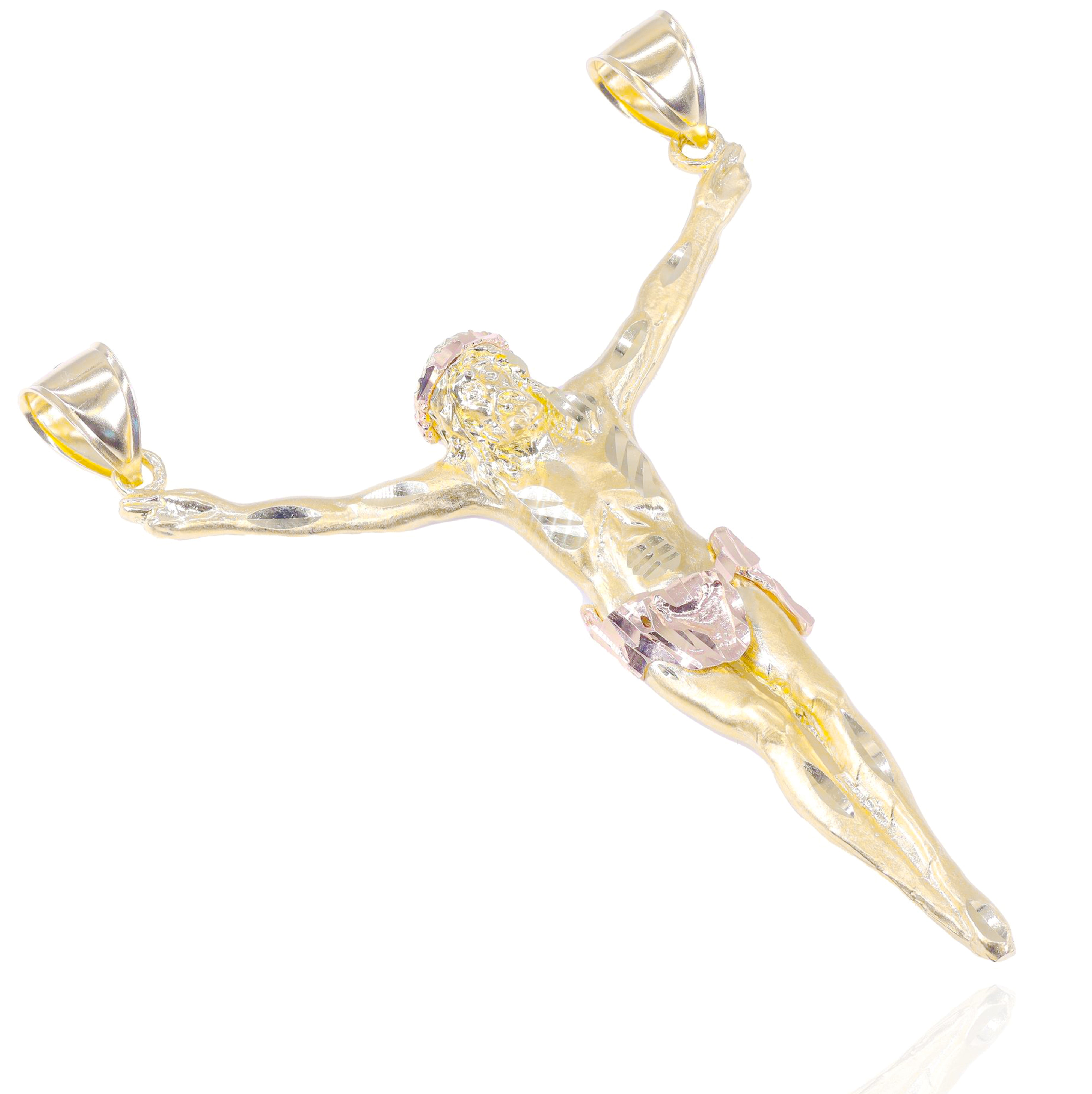 Large Crucified Jesus Solid Gold Pendant