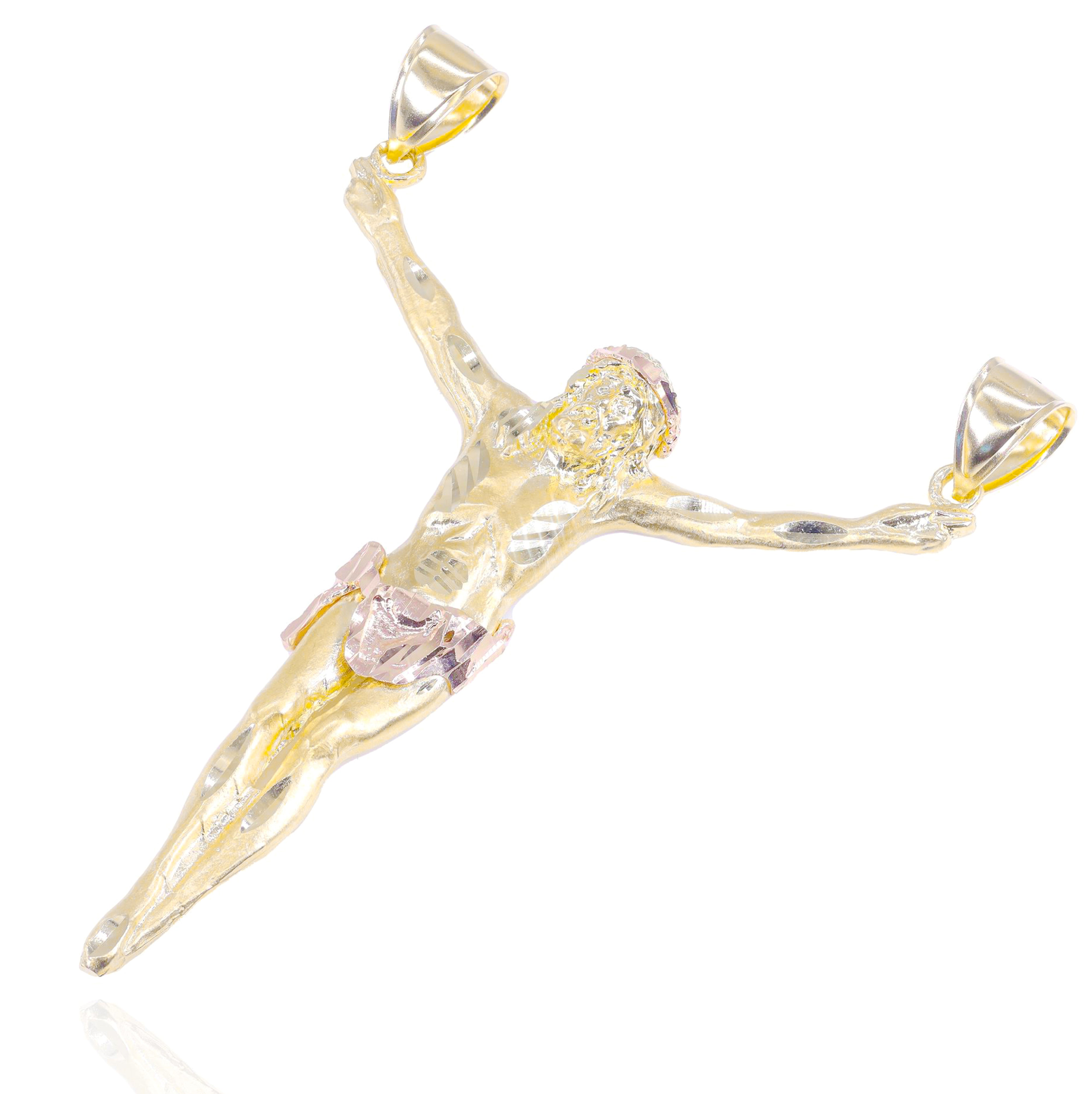 Large Crucified Jesus Solid Gold Pendant
