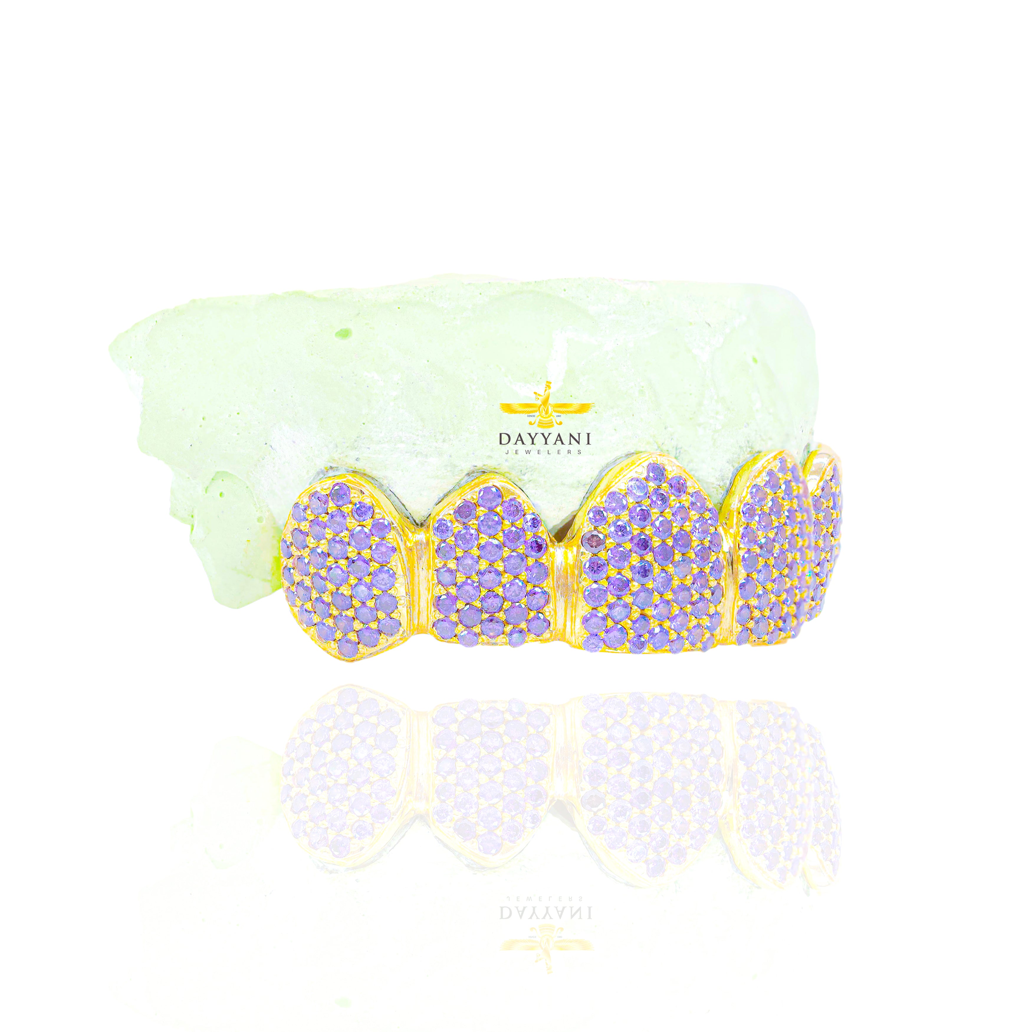Custom ANY Color Gemstone Bussdown (Zig-Zag Setting) Gold Grillz