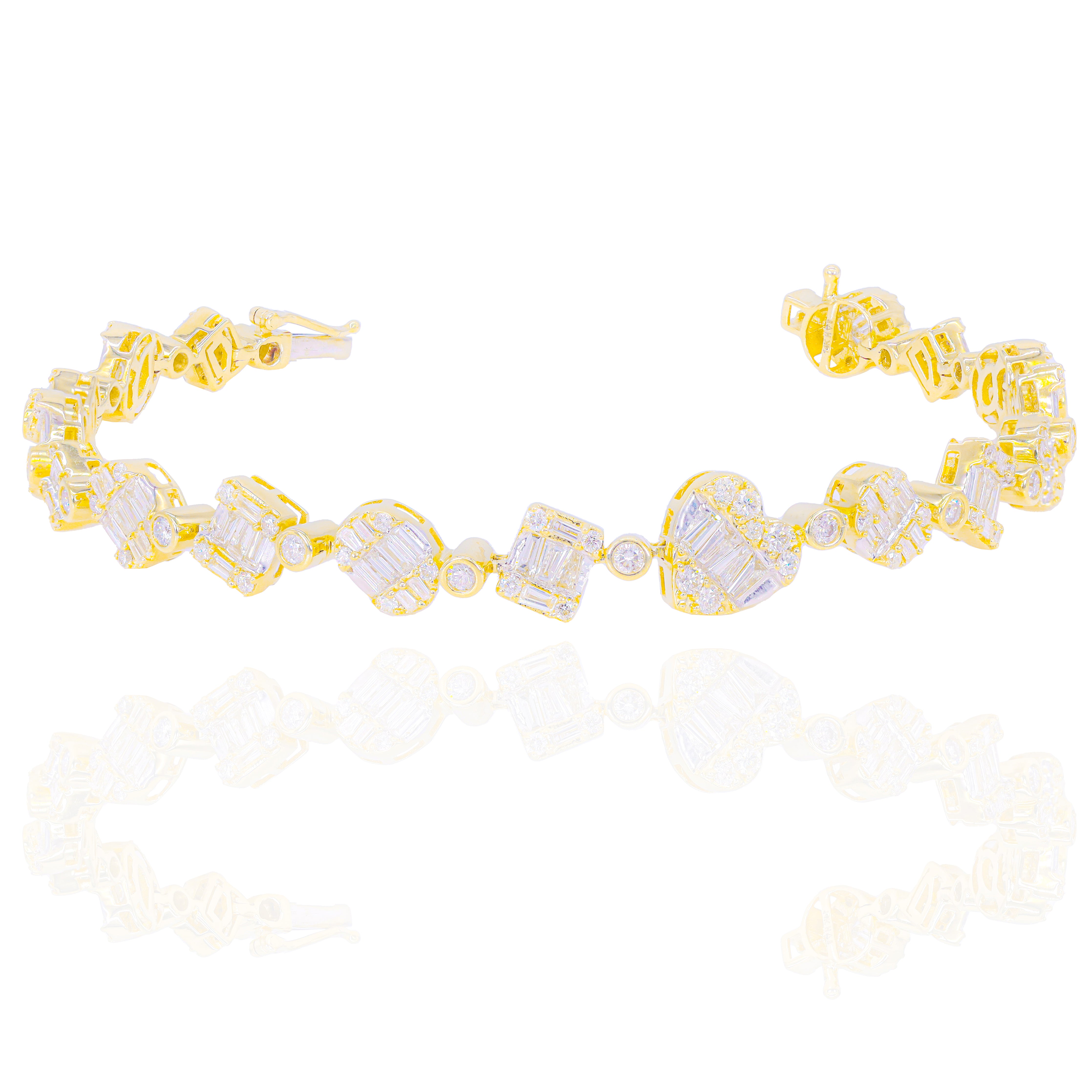 Assorted Shape Baguette & Round Diamond Bracelet