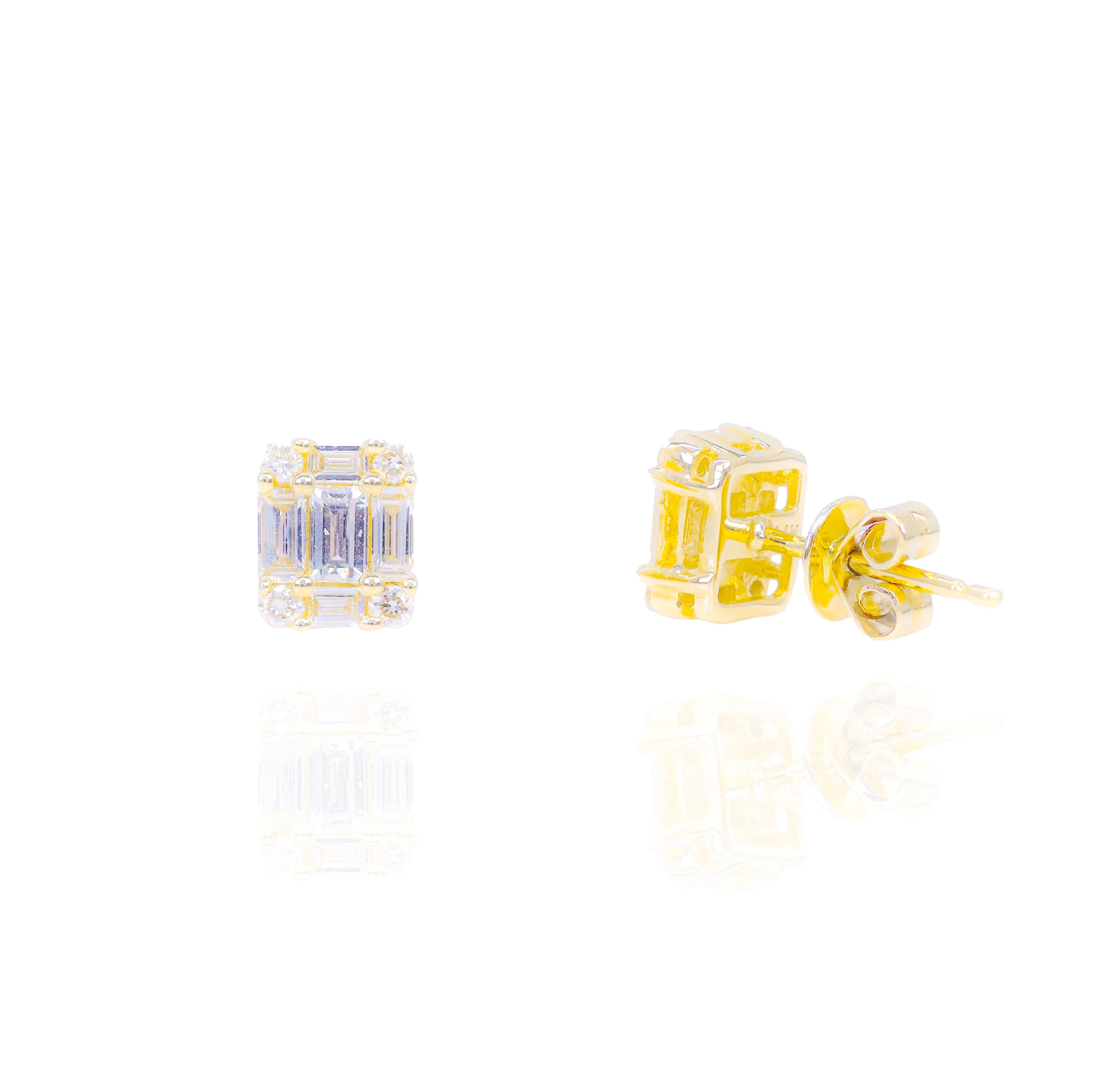 Emerald Shape Baguettes Diamond Earrings