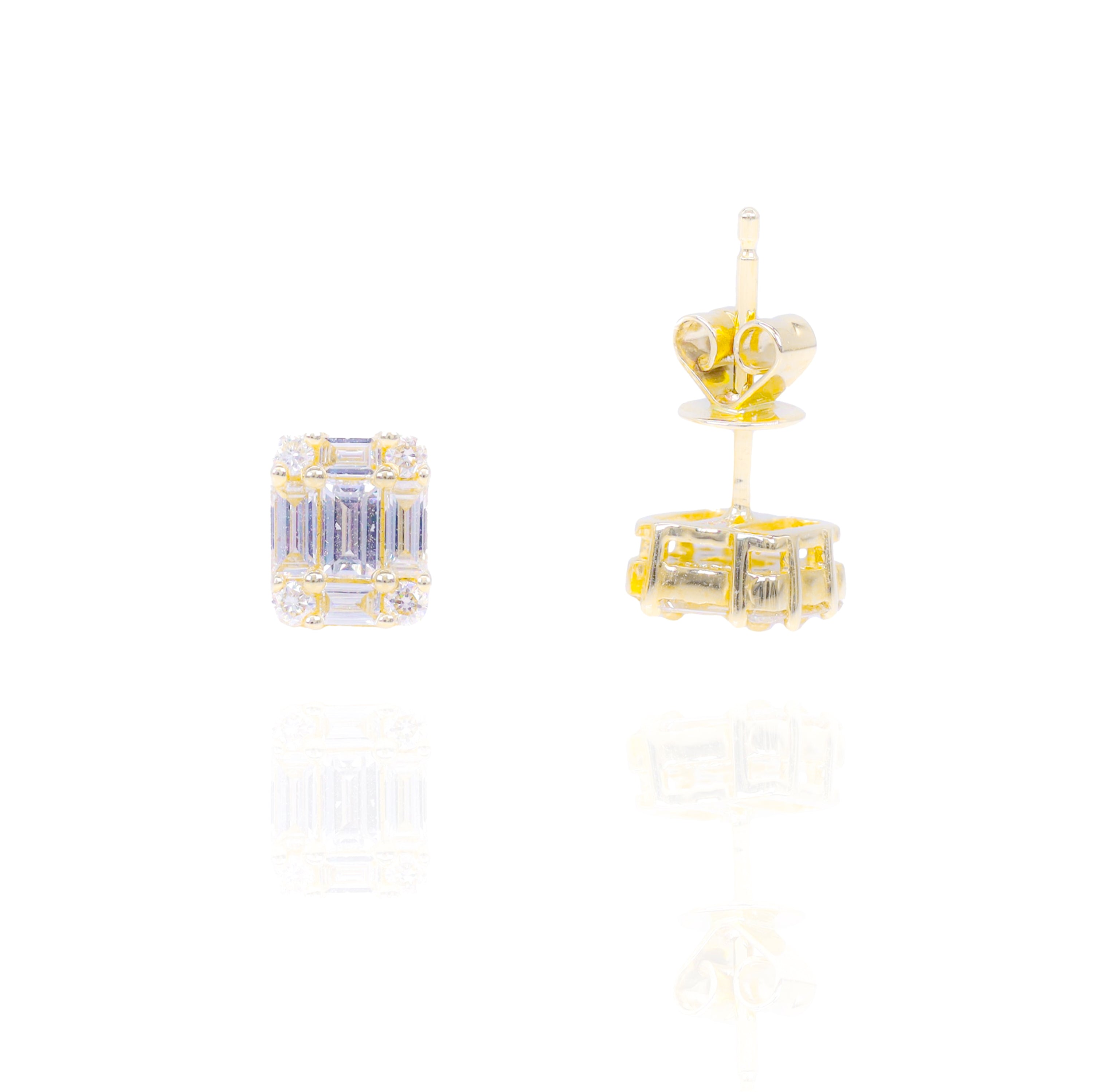 Emerald Shape Baguettes Diamond Earrings