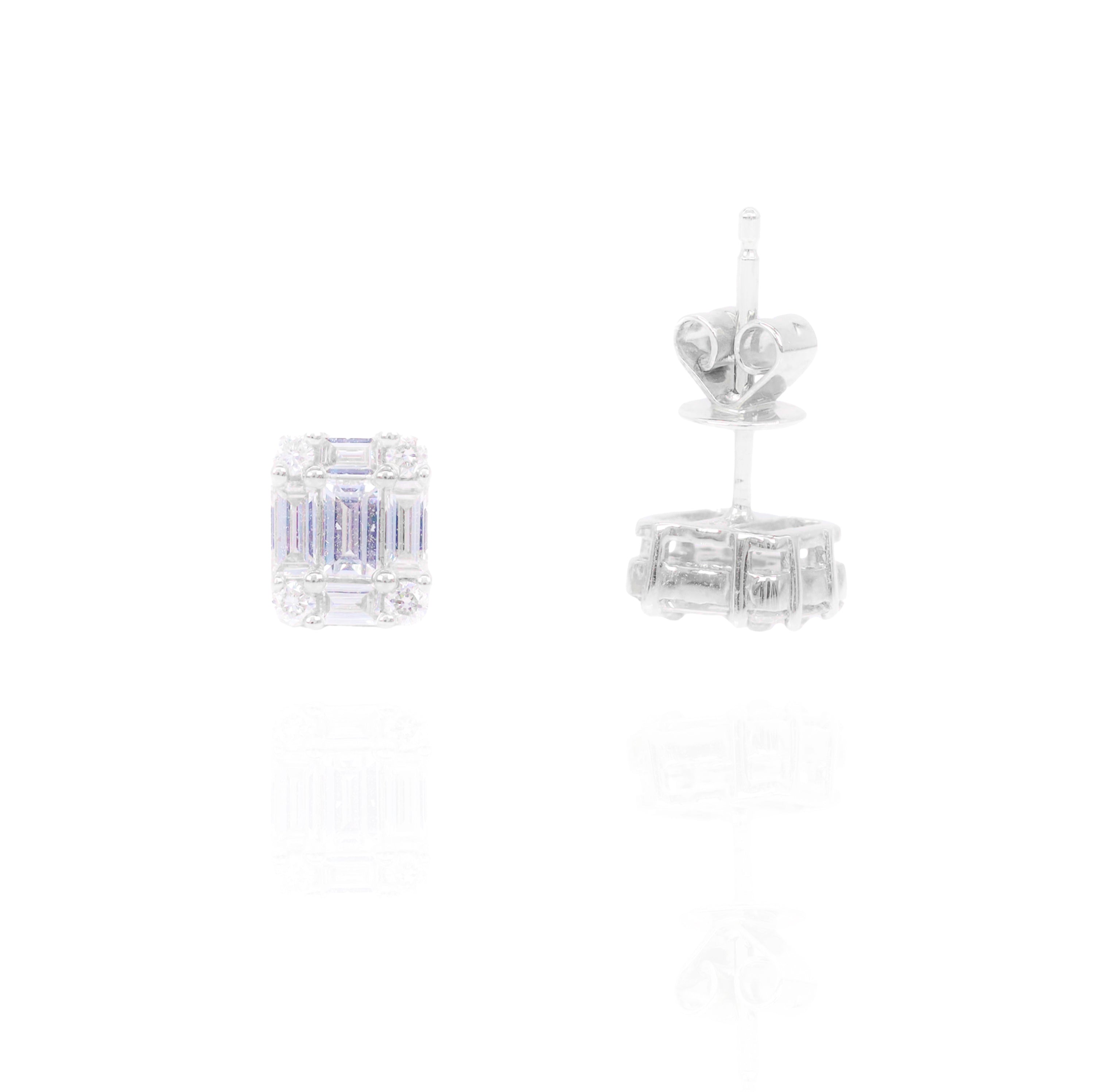 Emerald Shape Baguettes Diamond Earrings