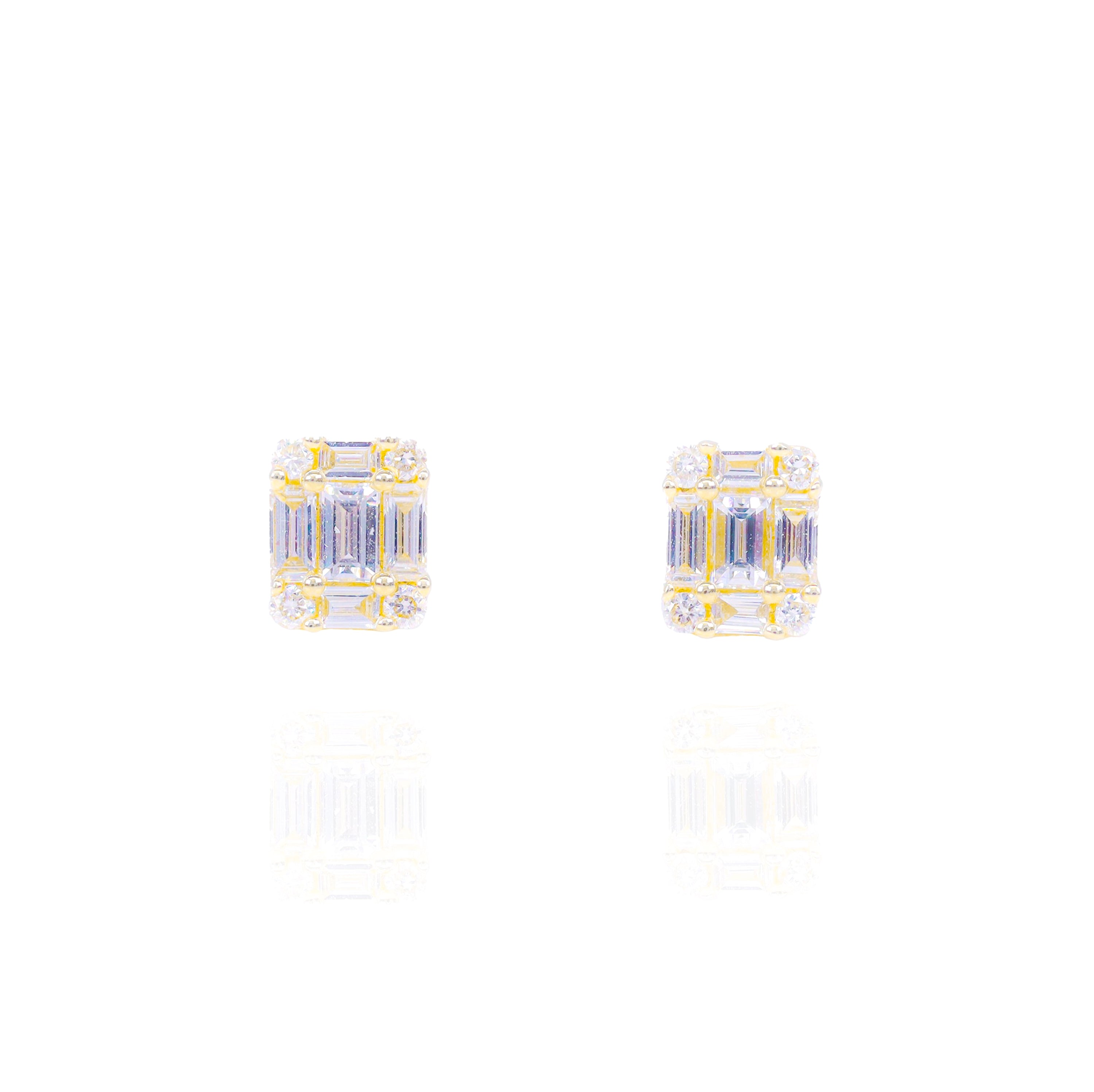 Emerald Shape Baguettes Diamond Earrings