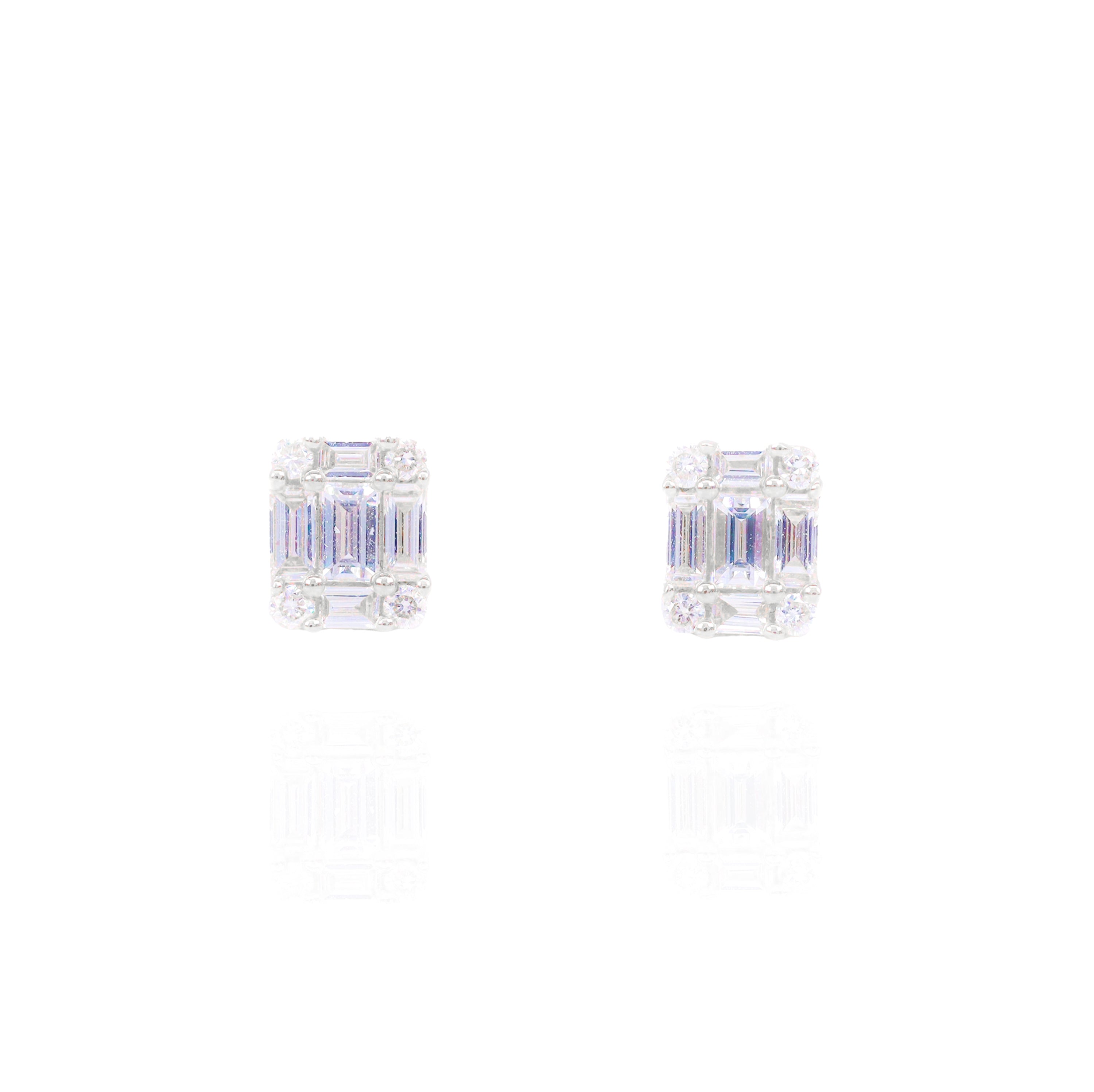 Emerald Shape Baguettes Diamond Earrings