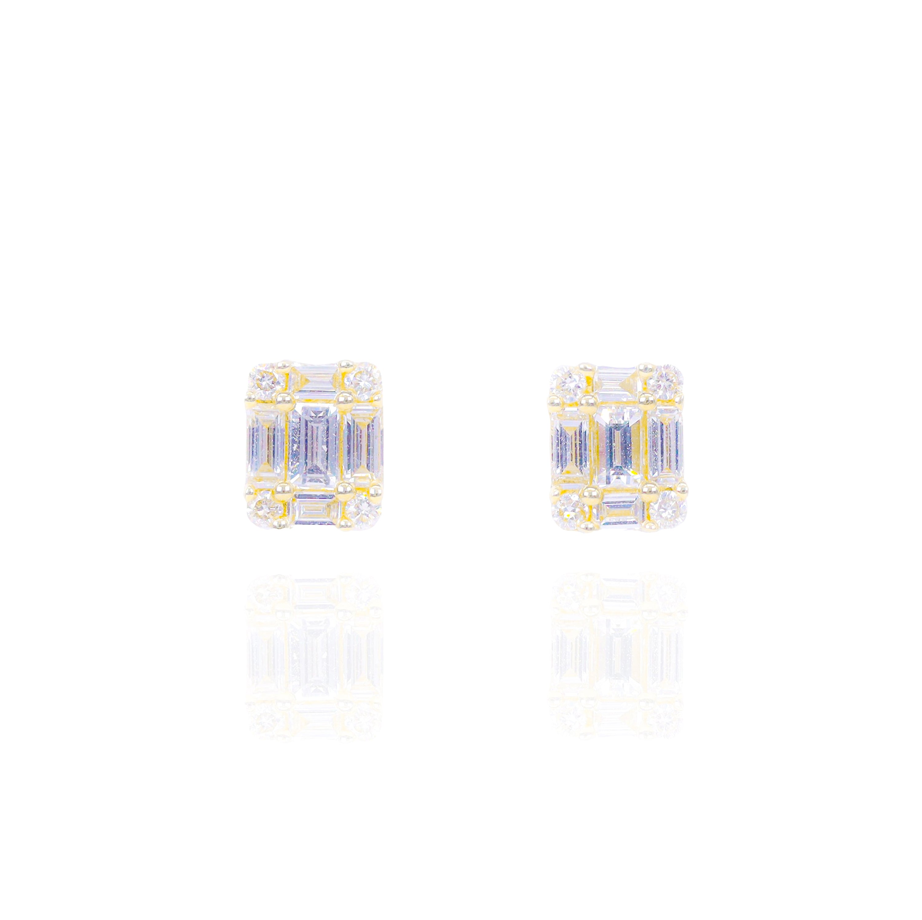 Emerald Shape Baguettes Diamond Earrings