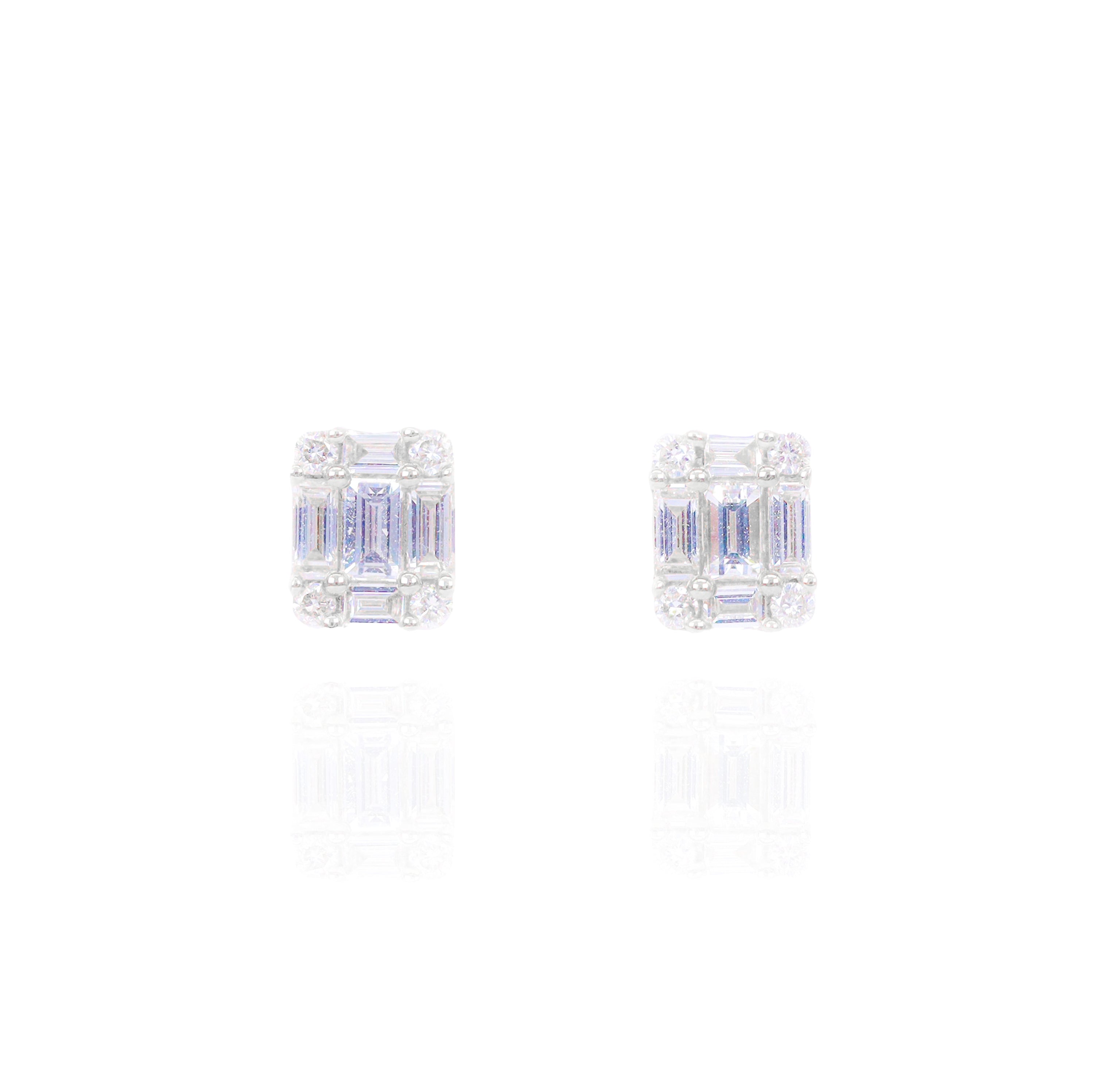 Emerald Shape Baguettes Diamond Earrings