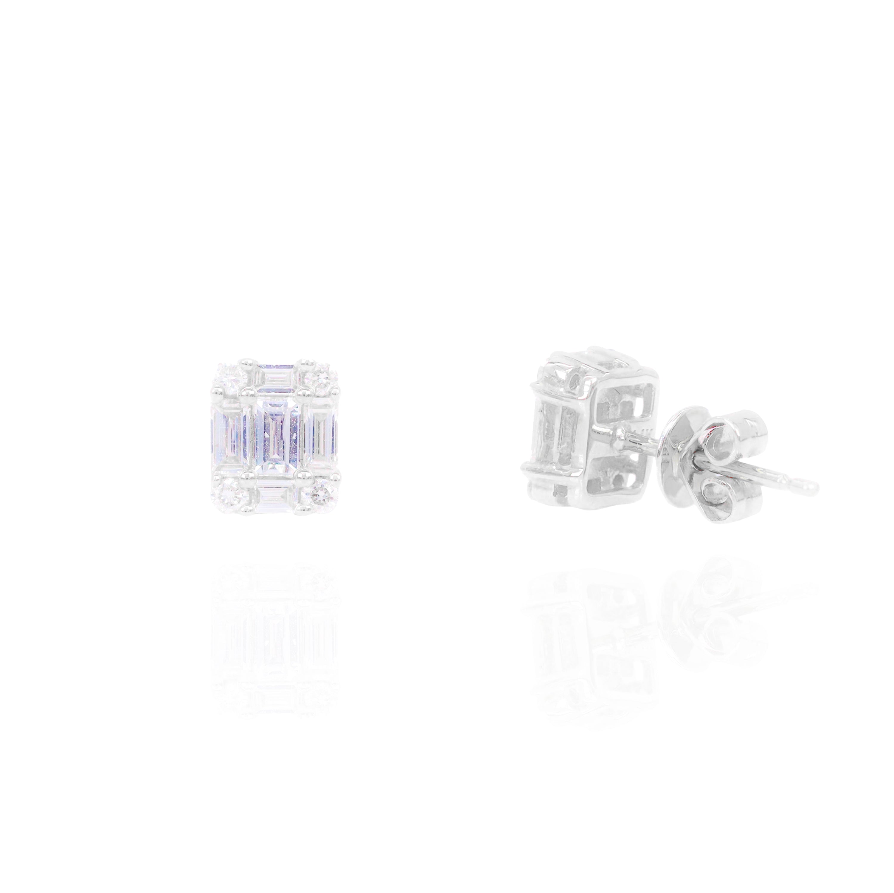 Emerald Shape Baguettes Diamond Earrings