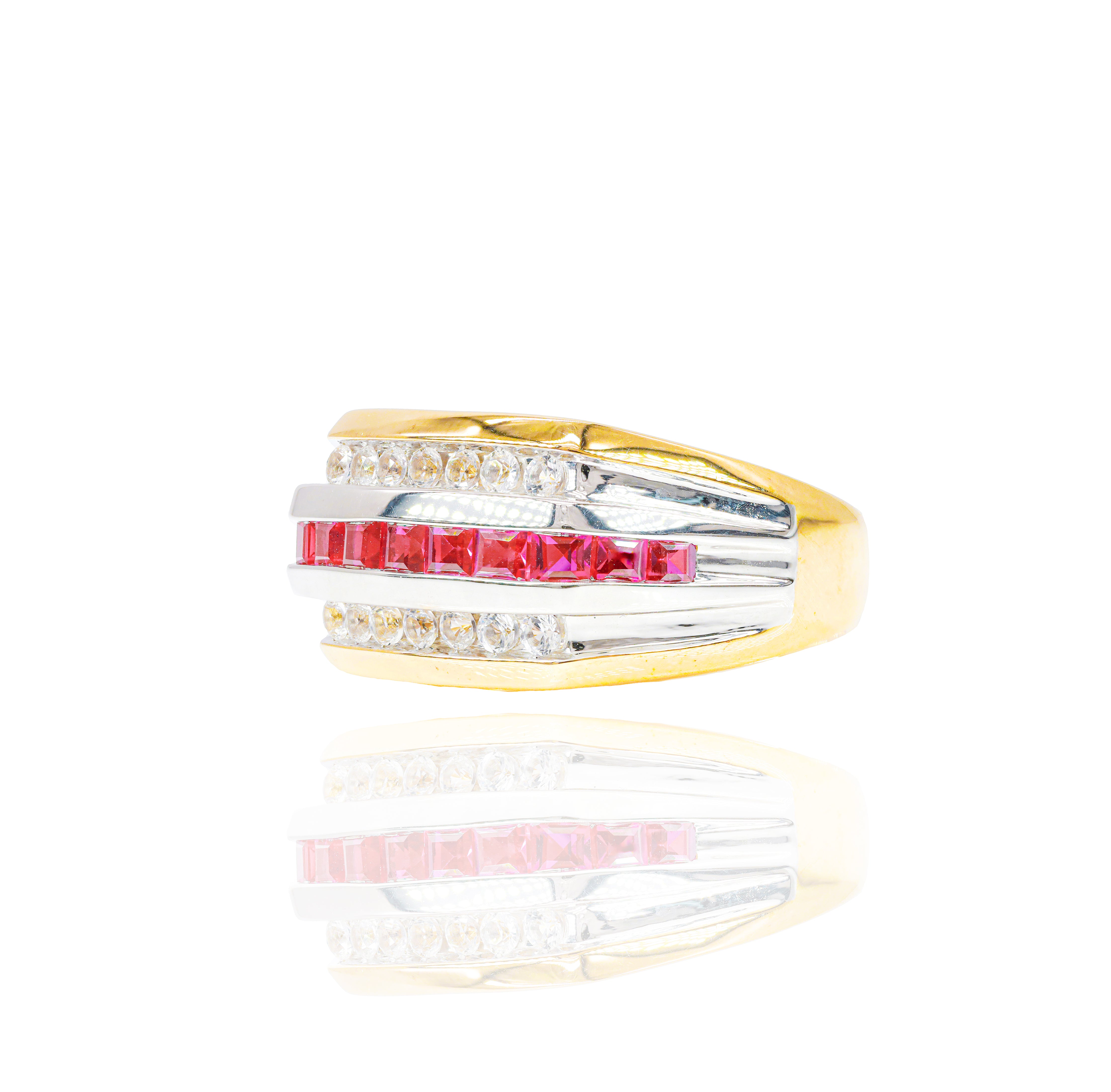 Red Ruby Gemstone Diamond Ring