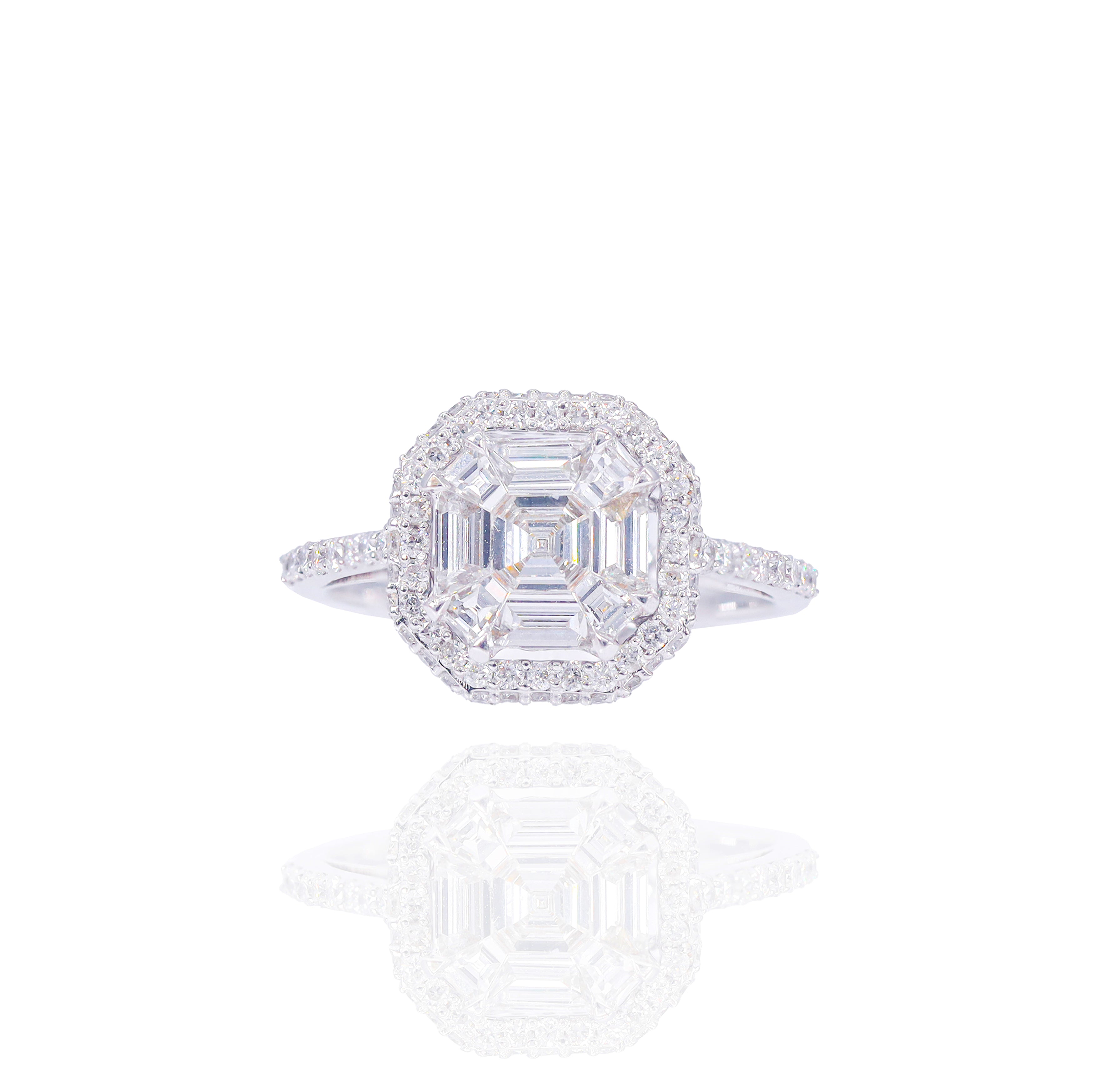Special Cut Asher Diamond Engagement Ring with Halo
