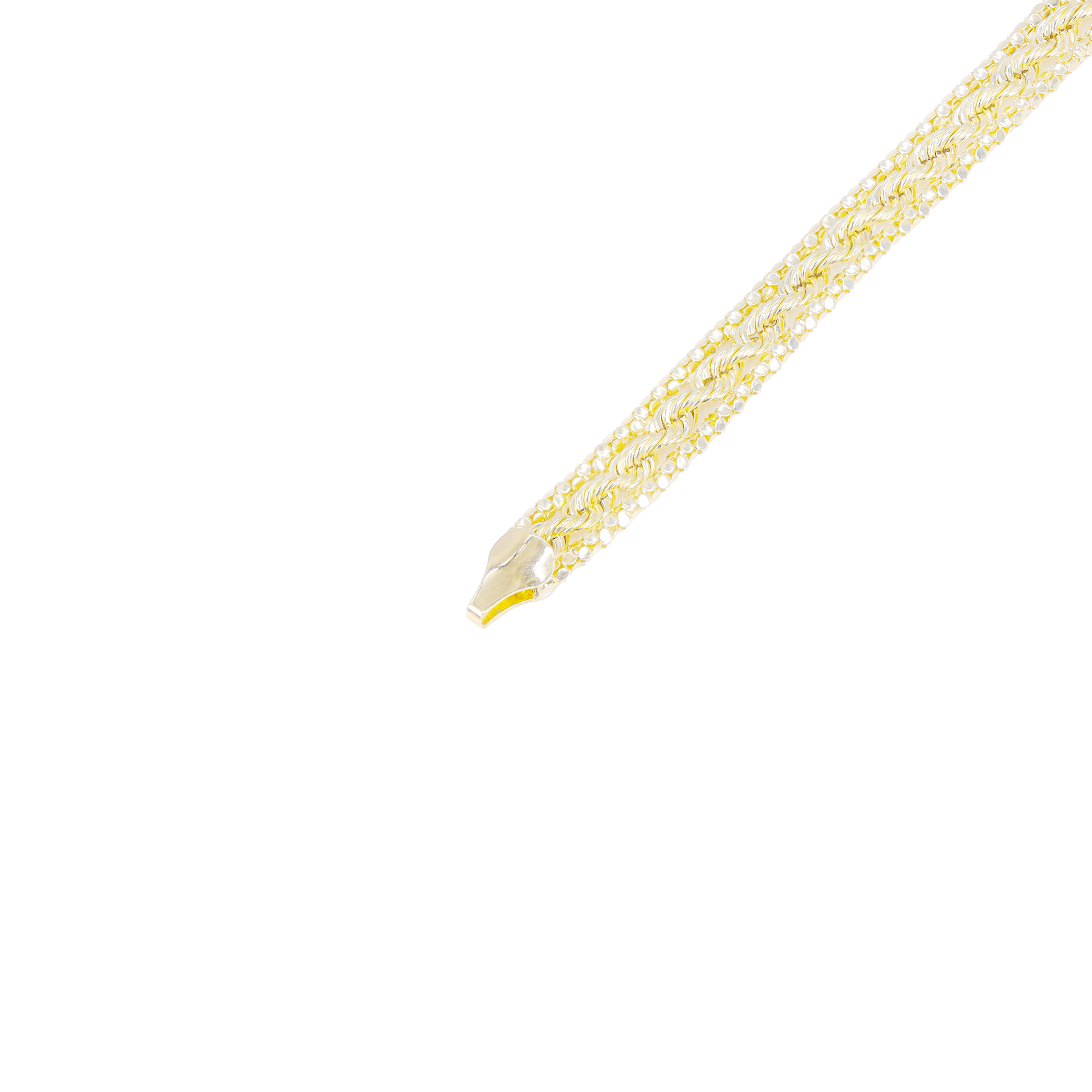 14KT Peruvian Yellow Gold Popcorn Rope Triple Strand Bracelet