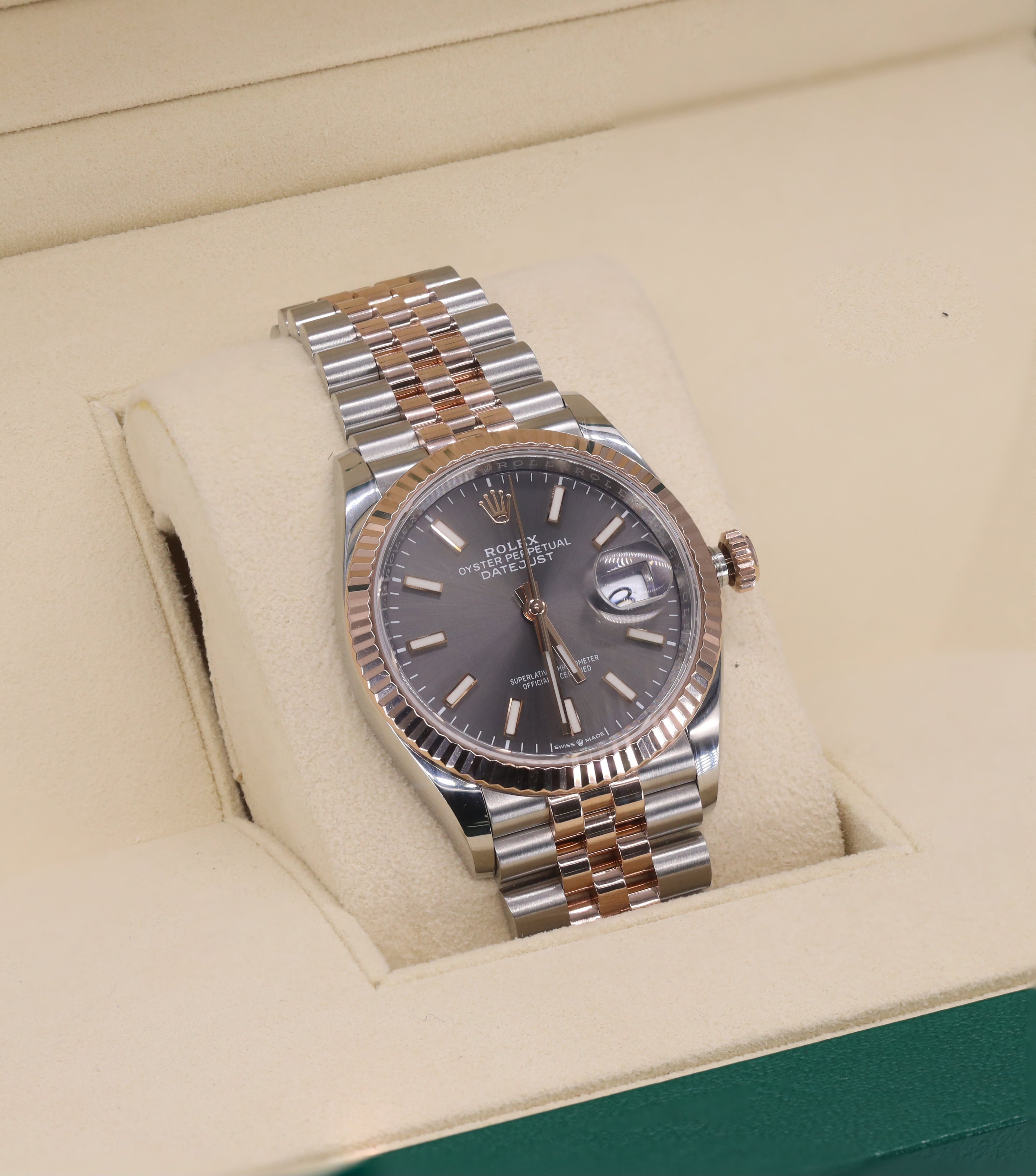 Rolex 126231 36mm DateJust Slate Stick Dial Fluted Bezel