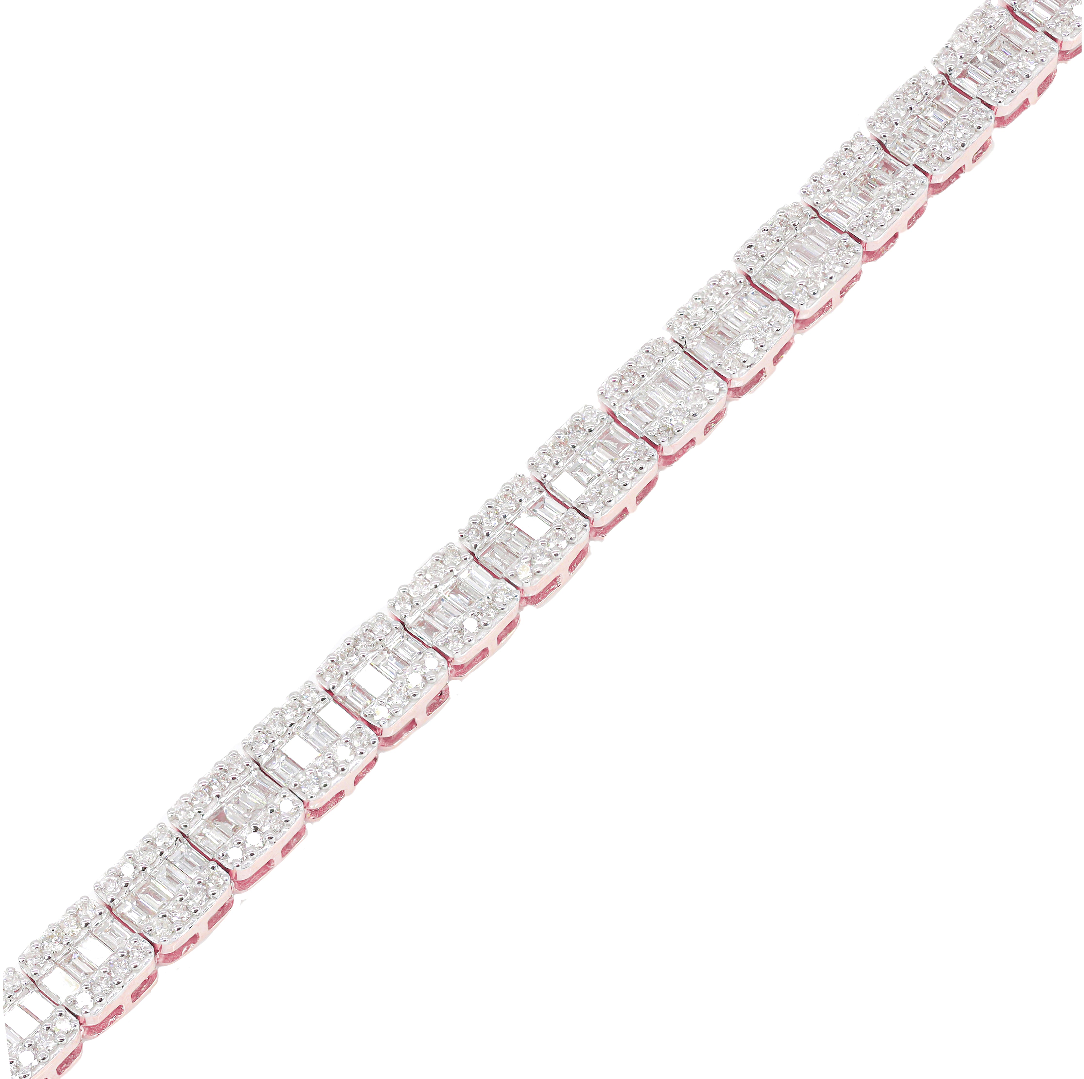 Square Center Baguette Diamond Chain