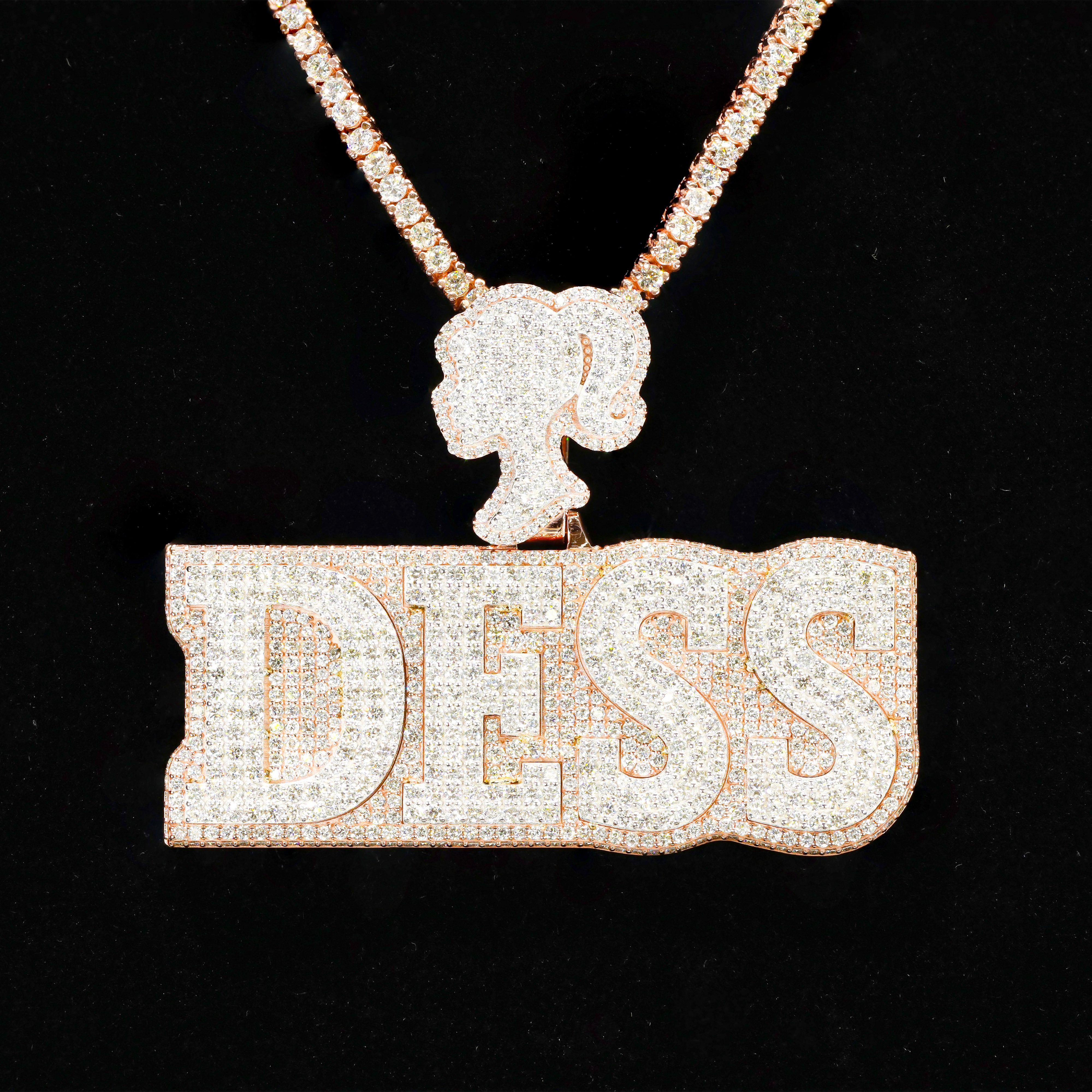 Custom Design Deposit - Two-Tone Block Style Name Diamond Pendant