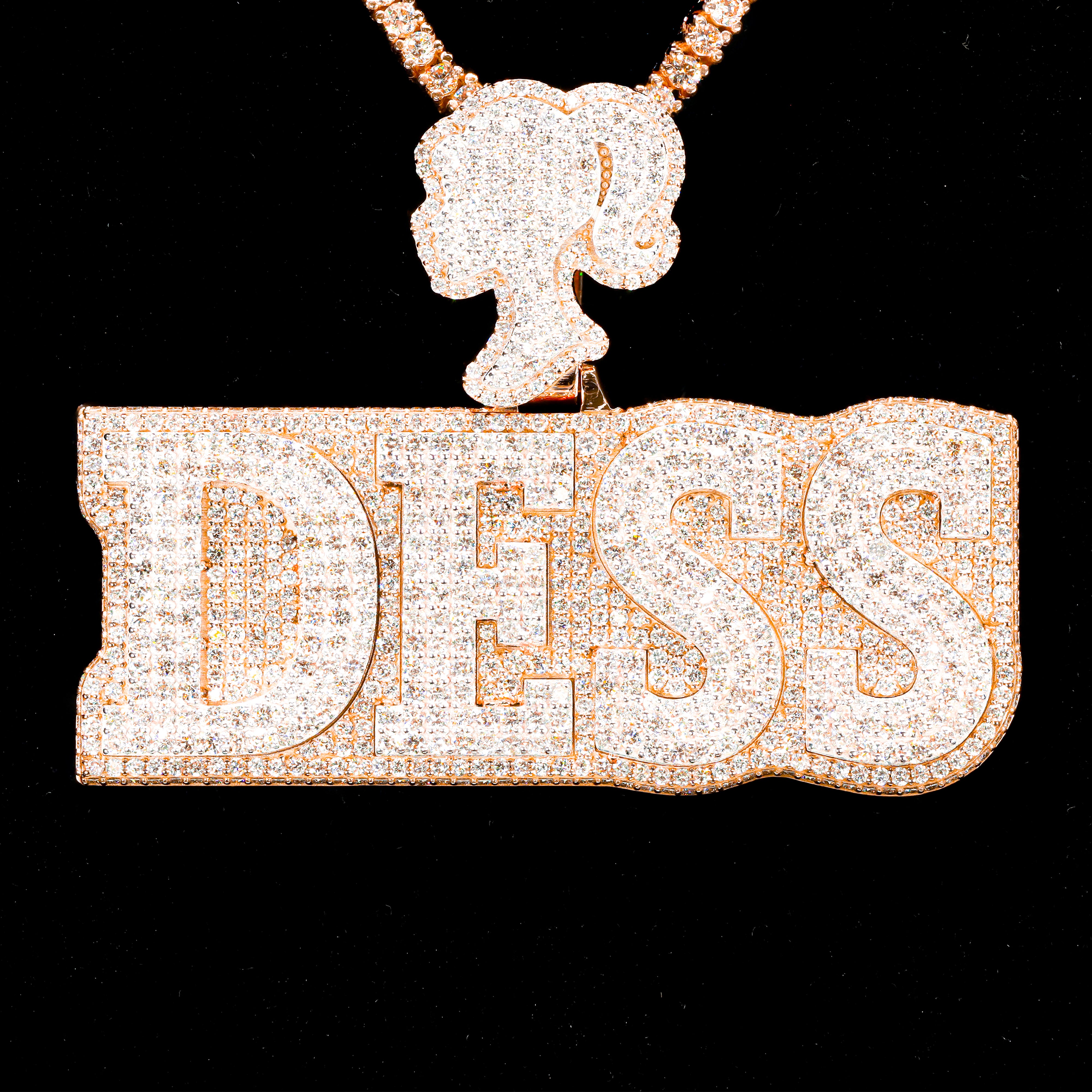 Custom Design Deposit - Two-Tone Block Style Name Diamond Pendant