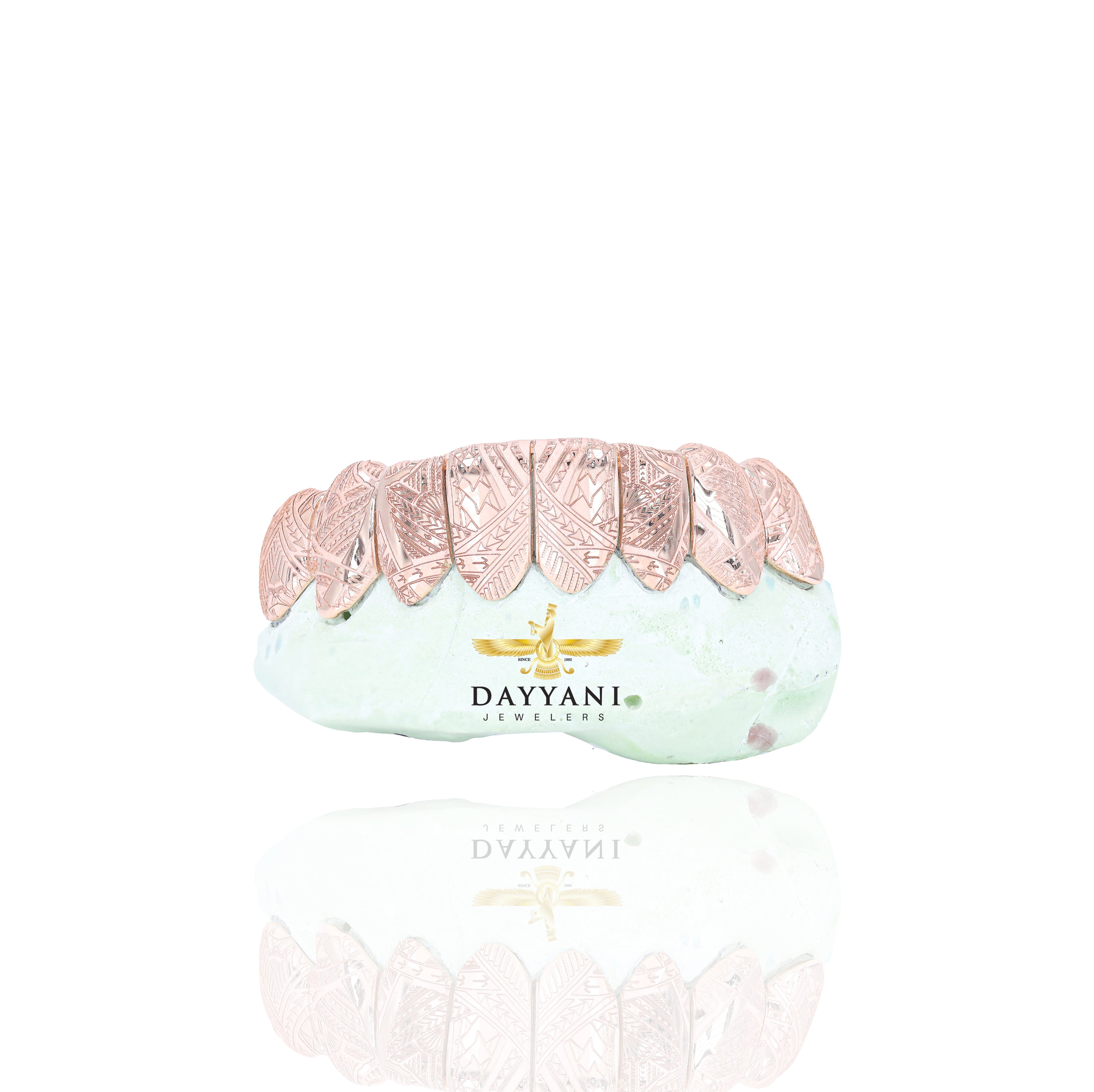 Custom Grillz with Tribal Engravings Gold Grillz