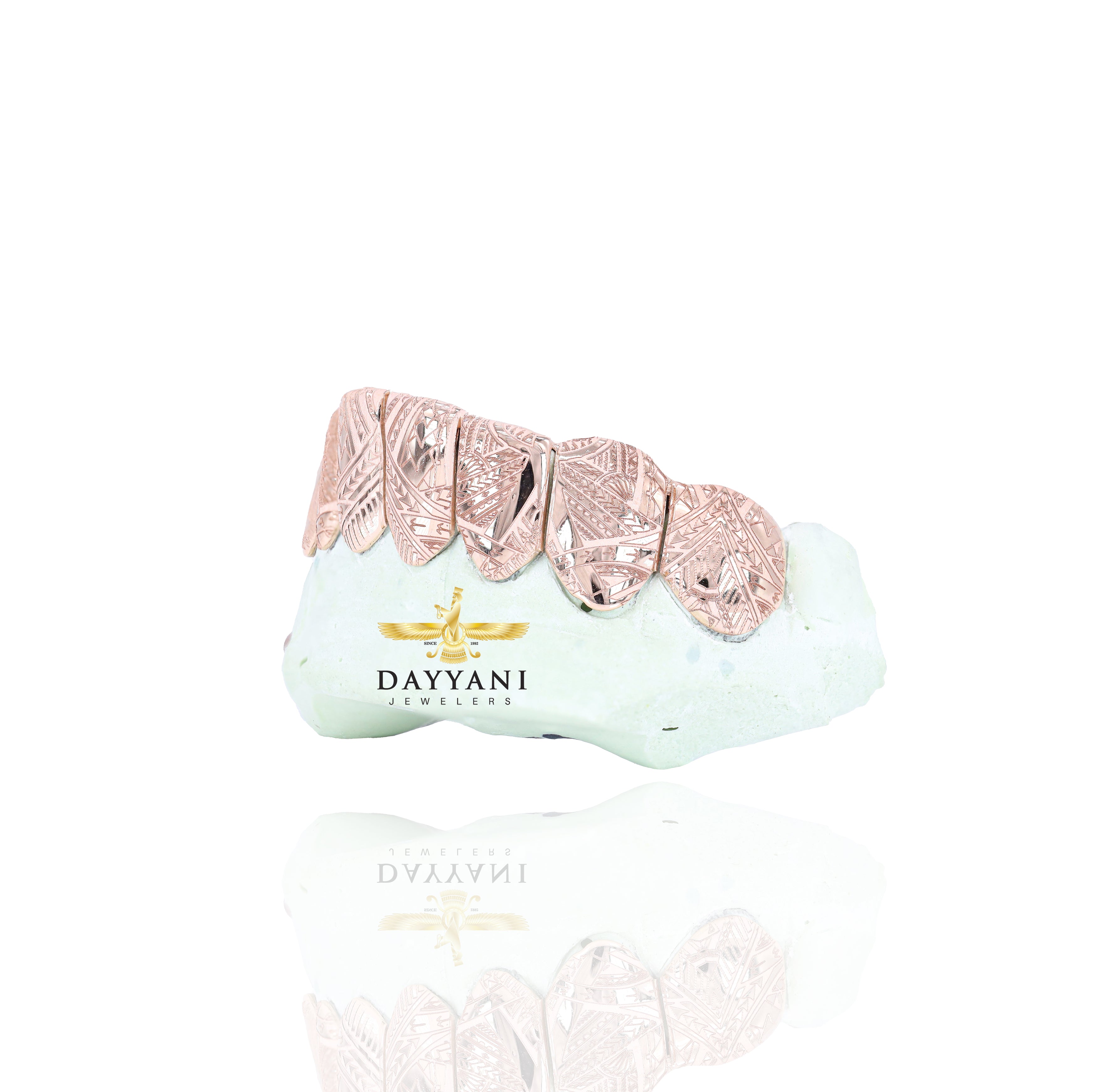 Custom Grillz with Tribal Engravings Gold Grillz