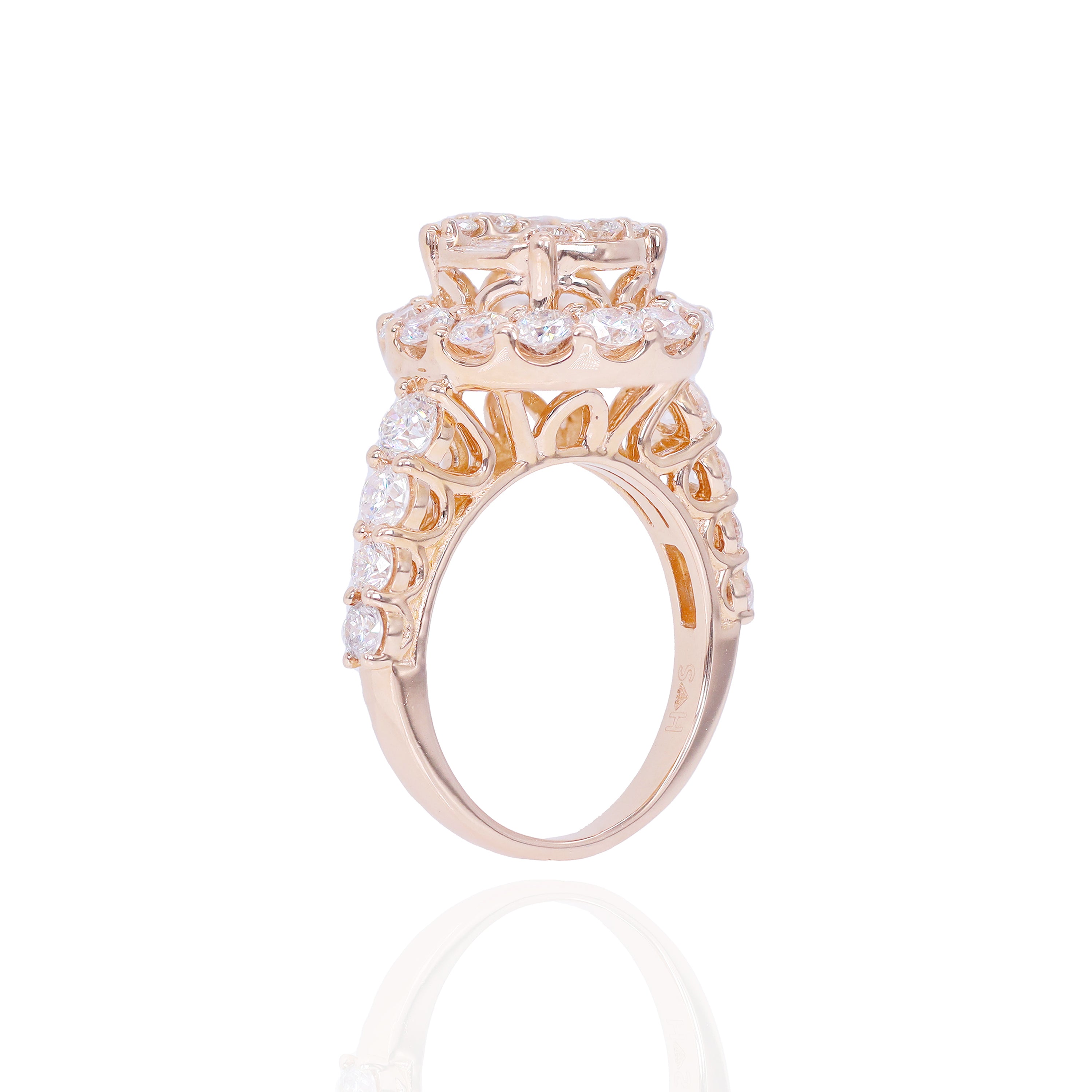 Round Diamond with Baguette Center Diamond Engagement Ring