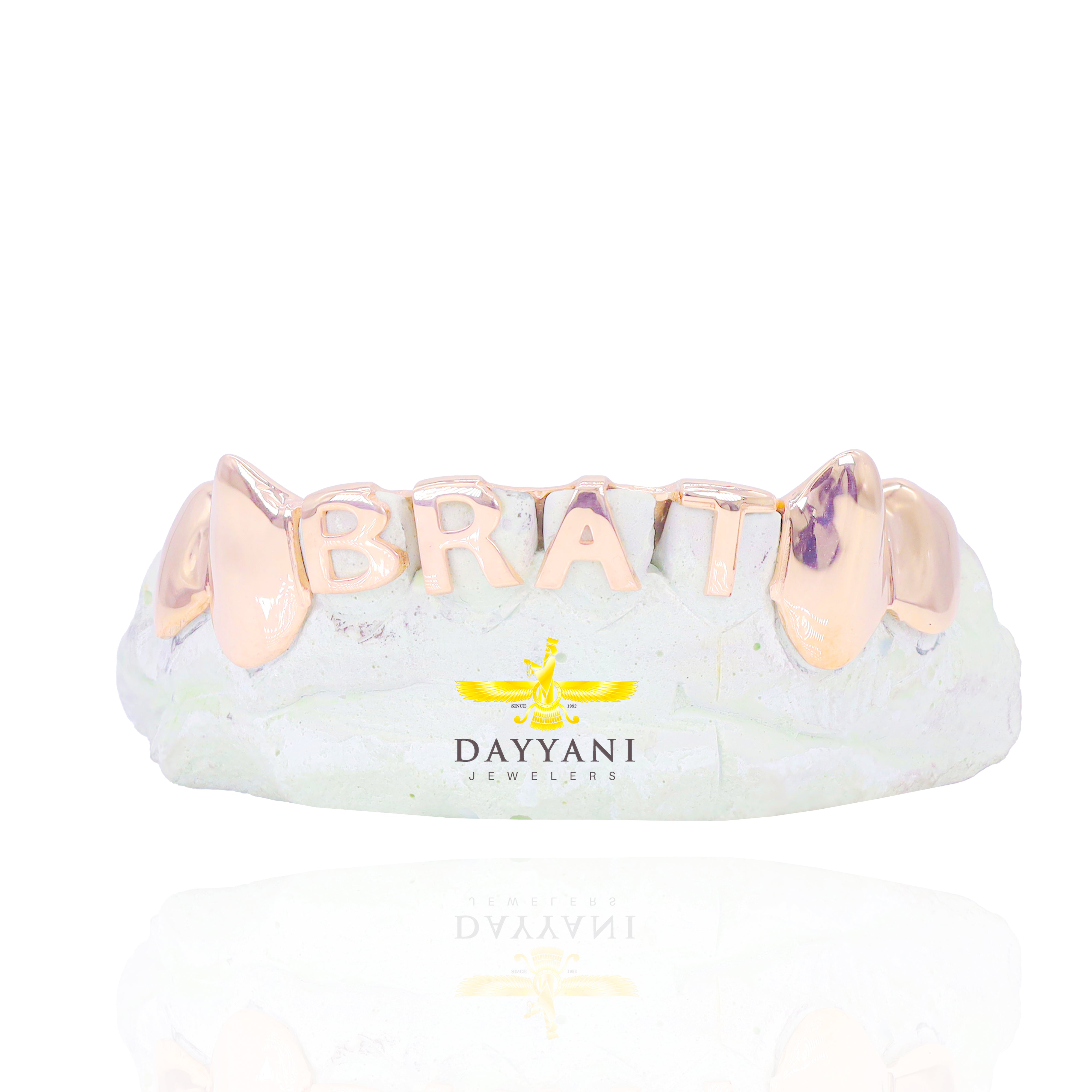 Custom 8 Teeth w/ Custom Name Front Bar Grillz