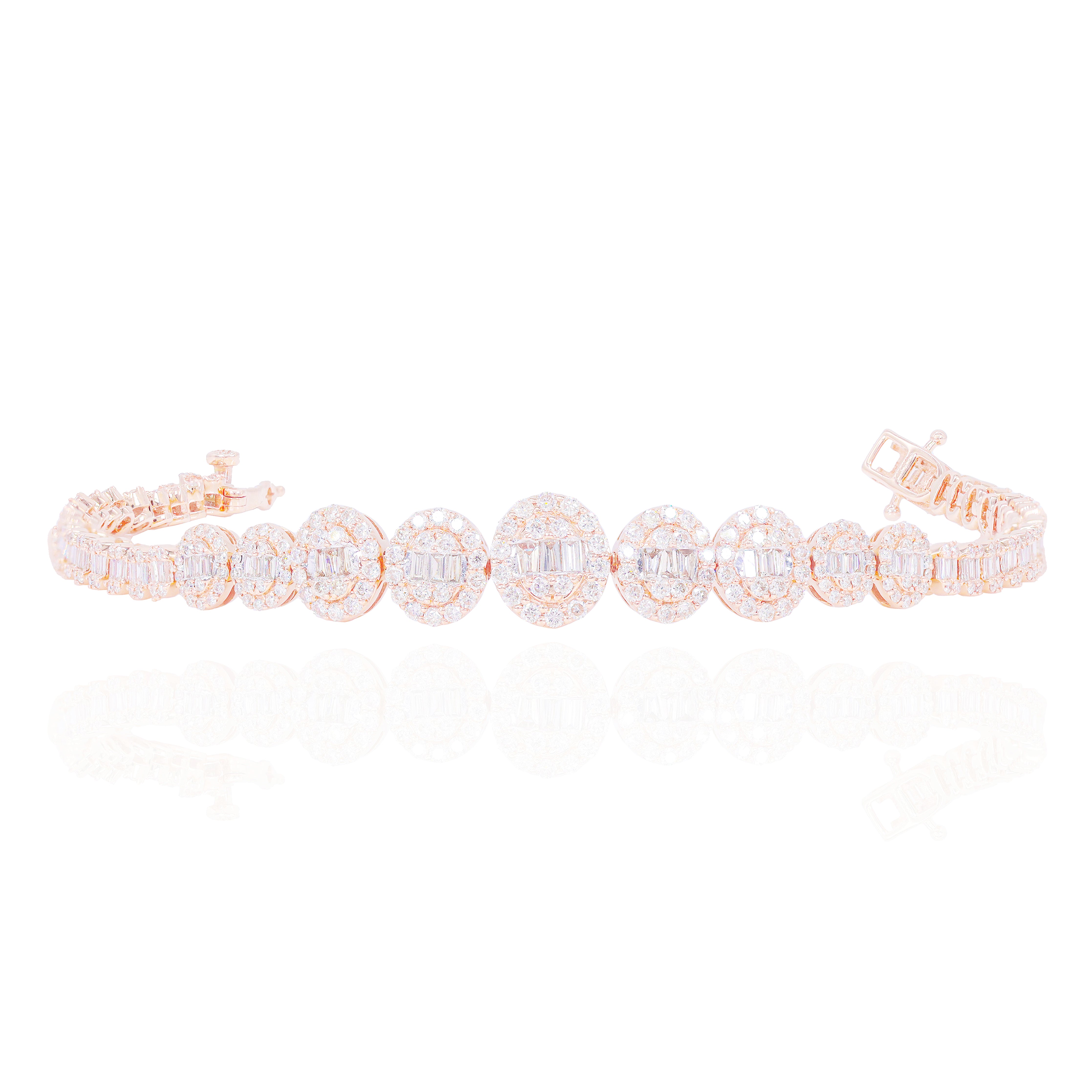 Oval Shaped Baguette & Round Diamond Bracelet