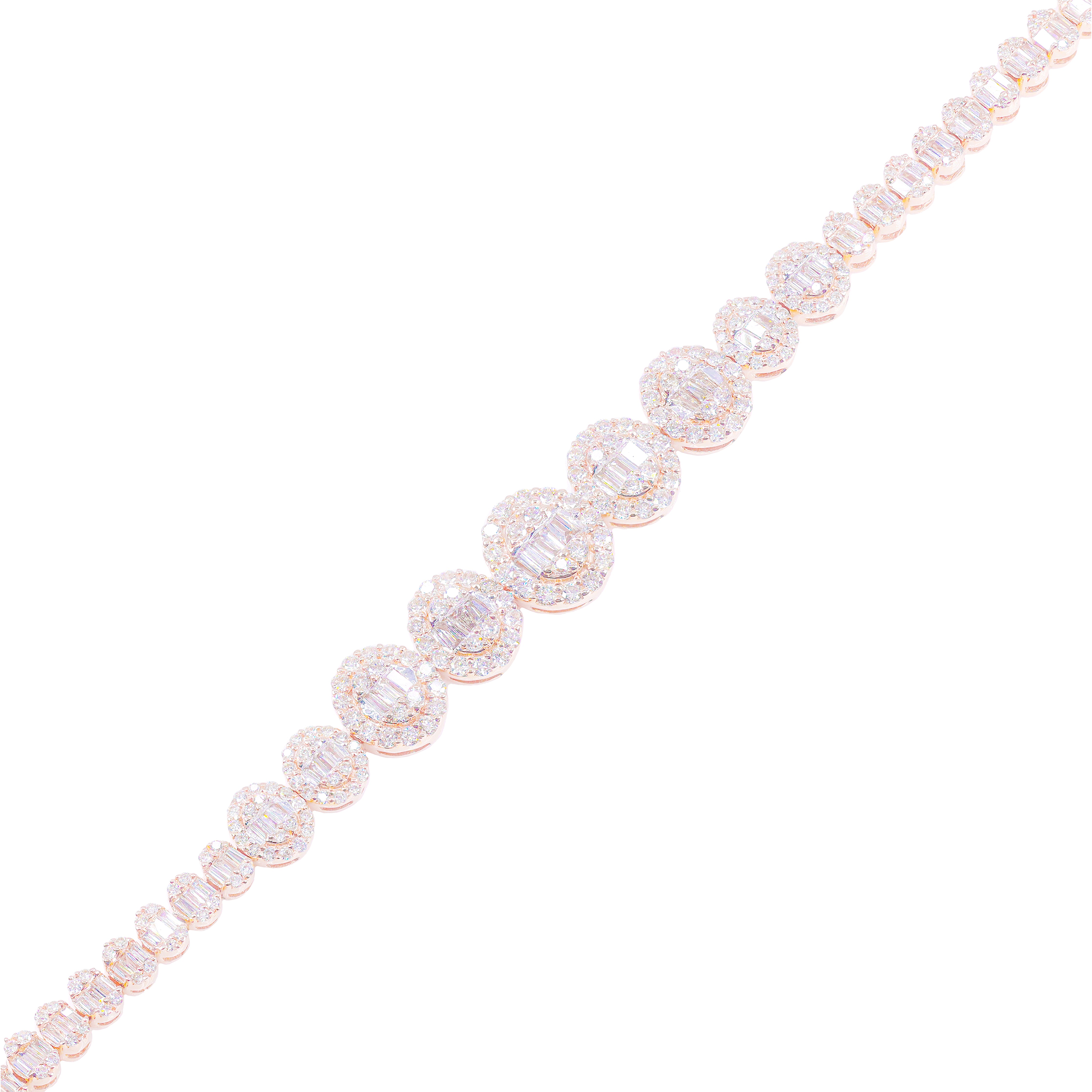 Oval Shaped Baguette & Round Diamond Bracelet