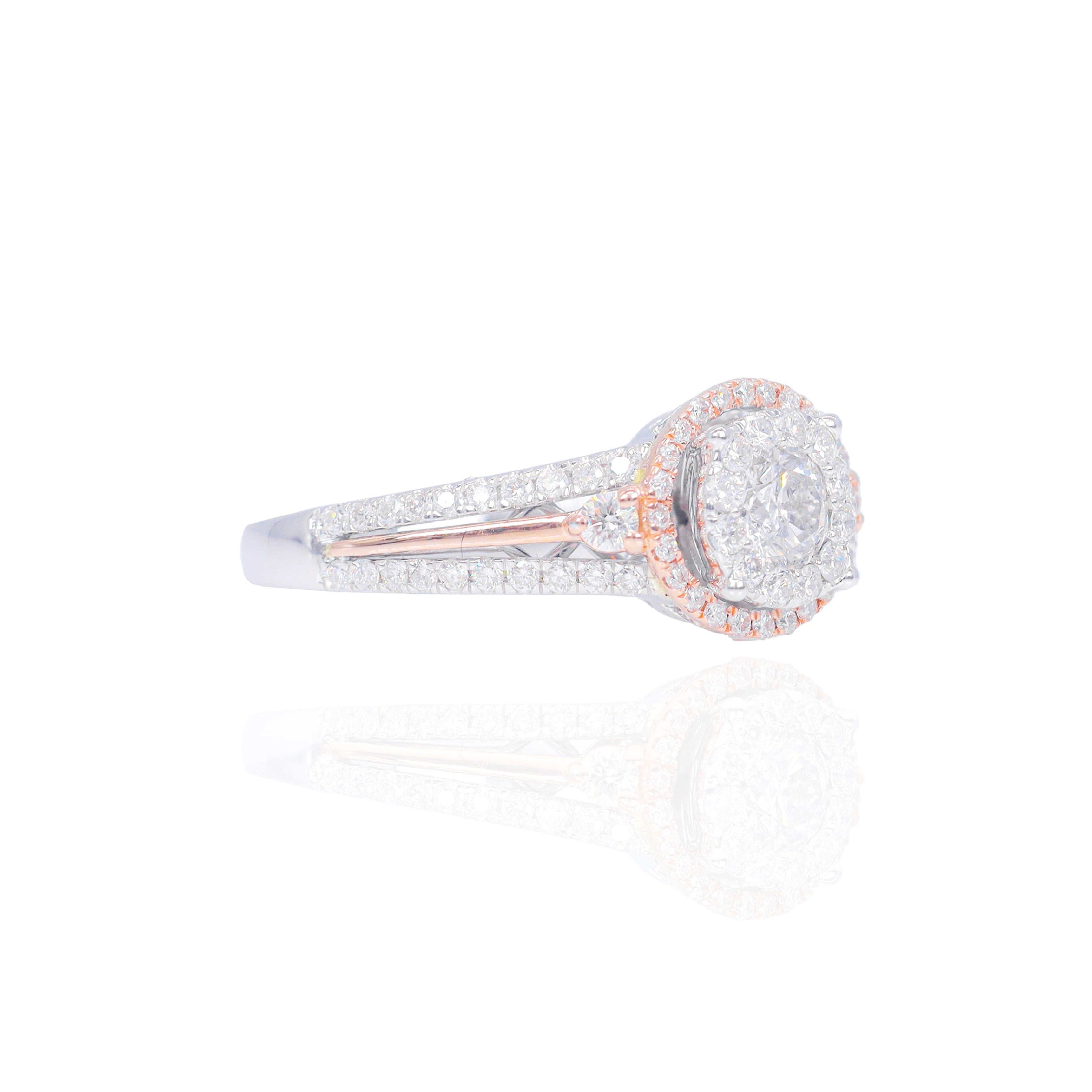 .40 CT Center Round with Double Halo Two-Tone Diamond Engagement Ring