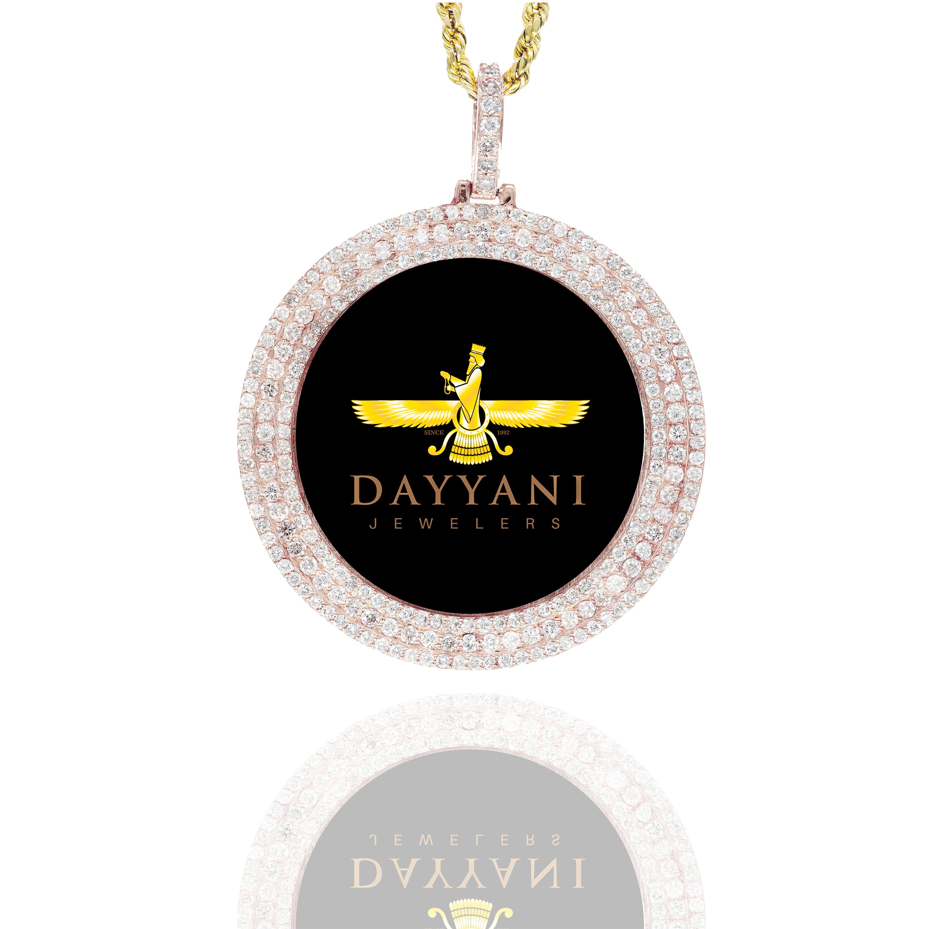 1.75 Inch Three Row Diamond Memory Diamond Pendant