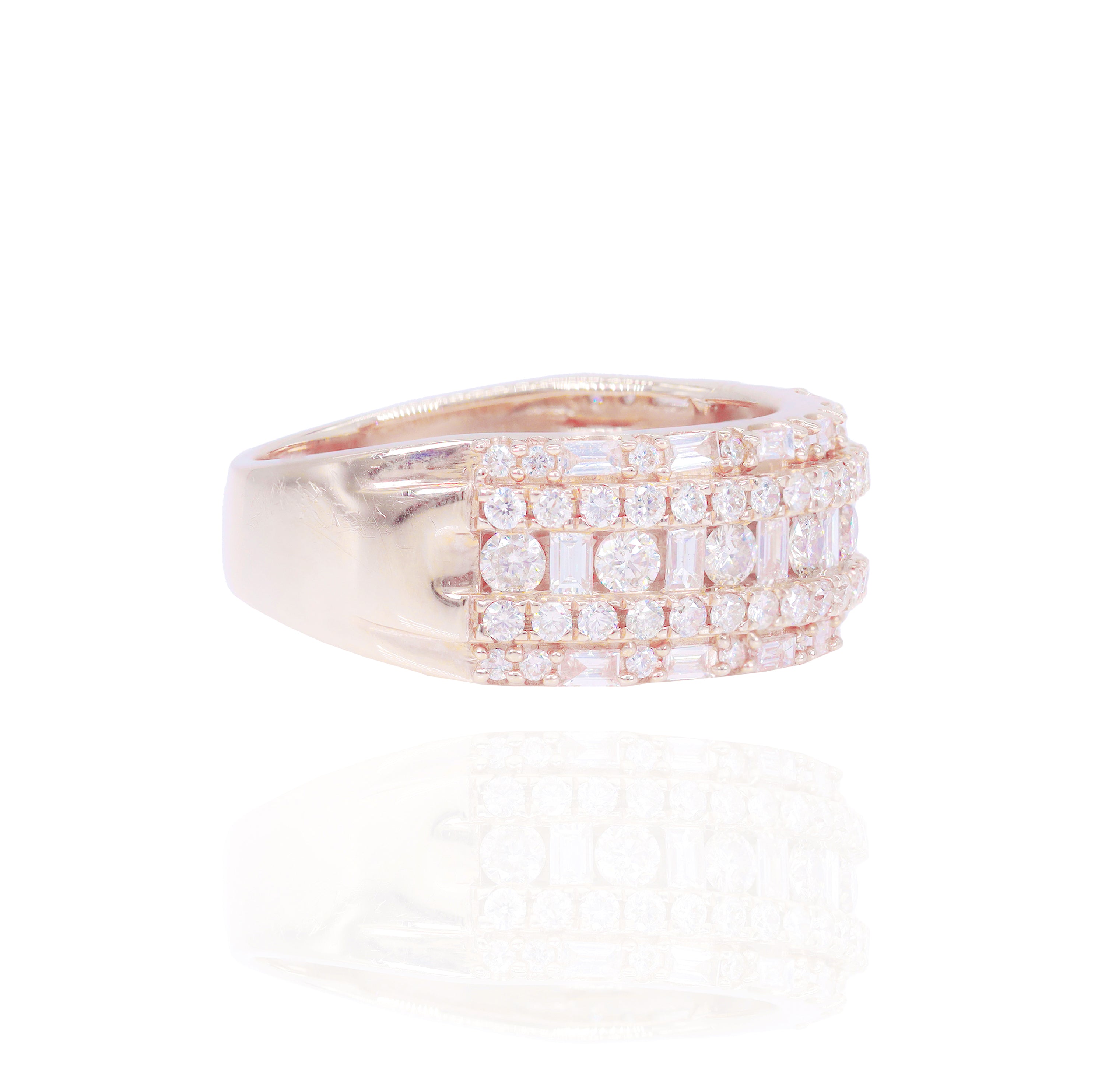 Alternating Baguettes & Round Diamond Ring Band