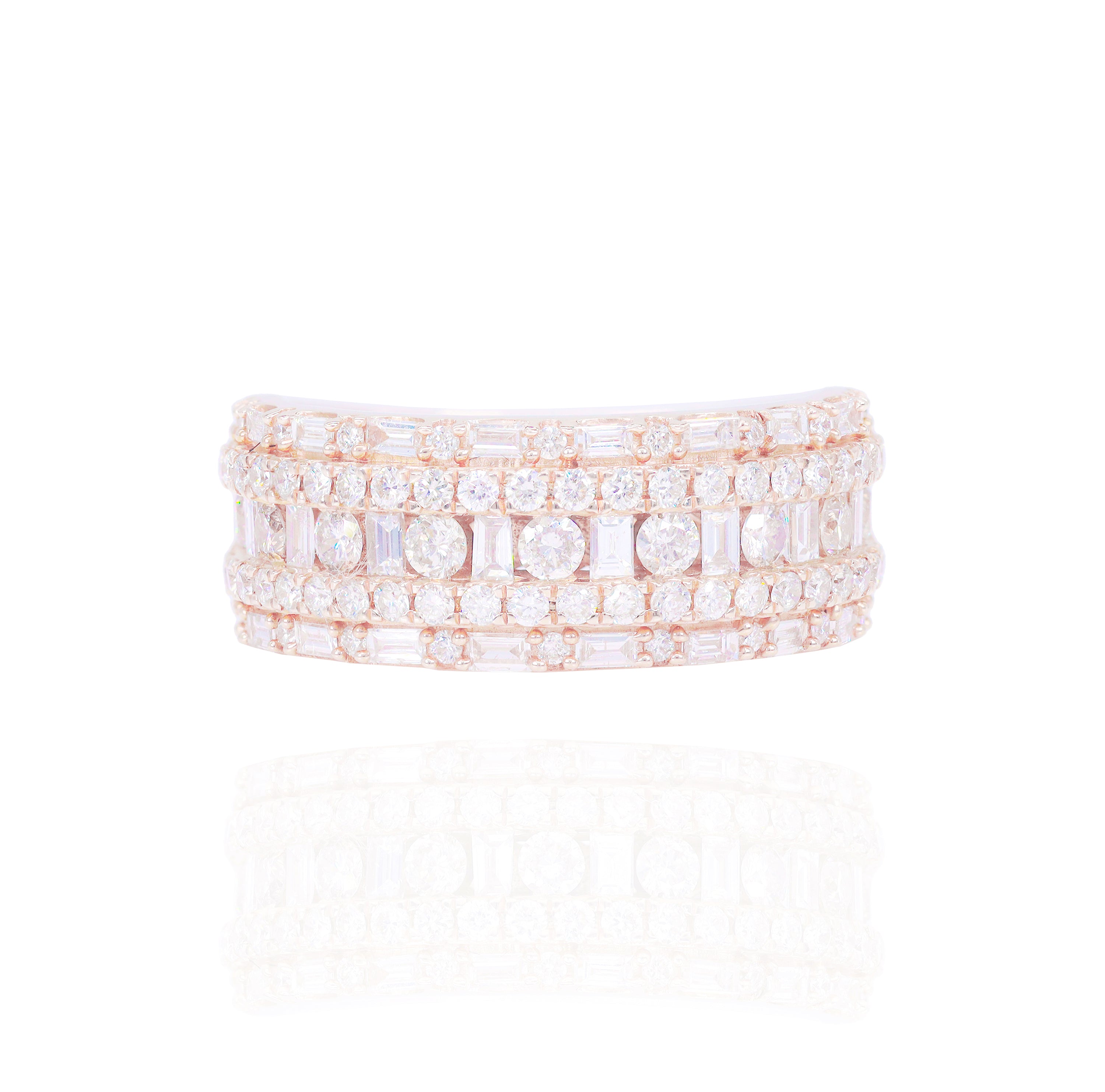 Alternating Baguettes & Round Diamond Ring Band