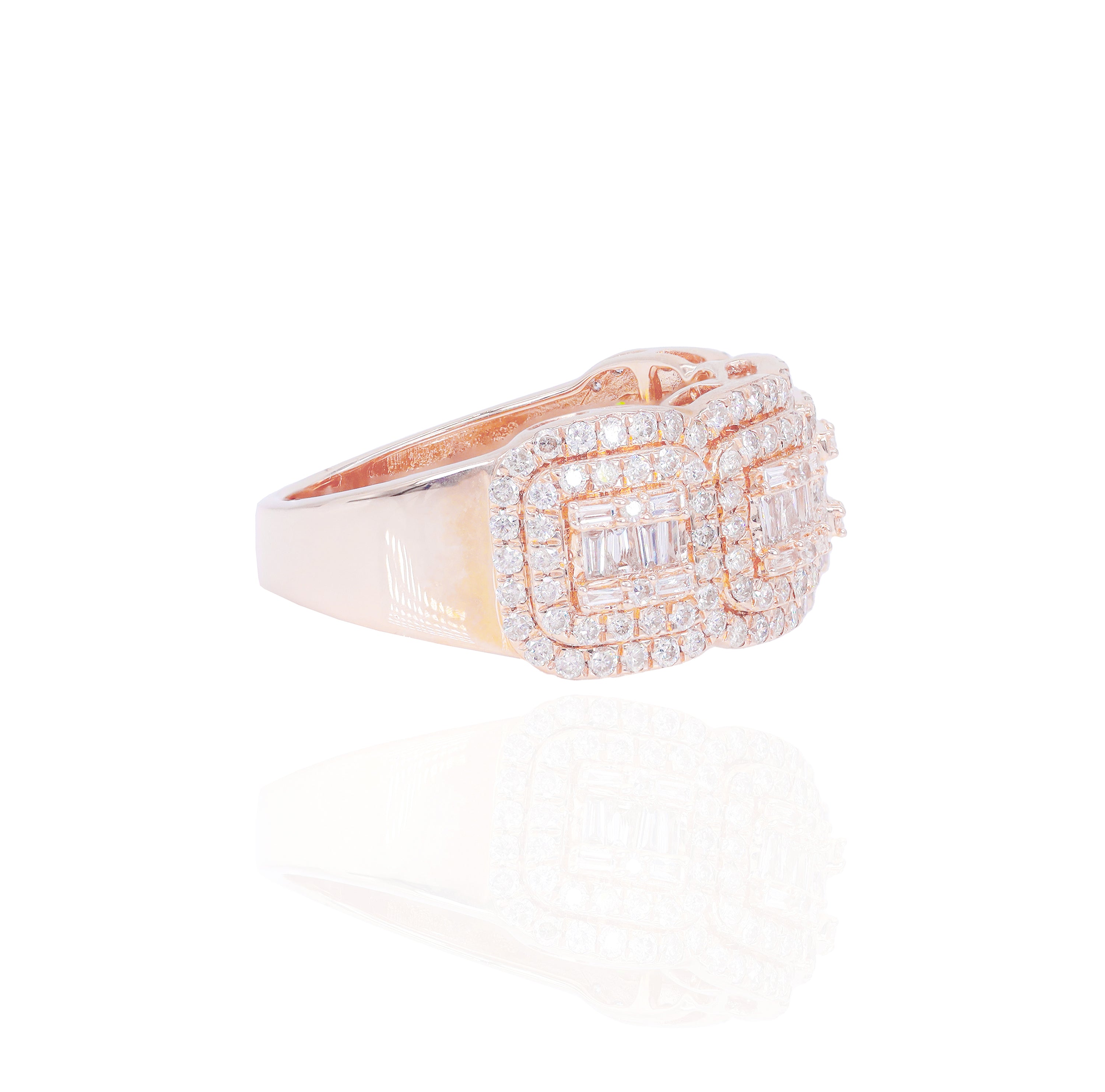 4 Sectional Baguette with Round Diamond Ring