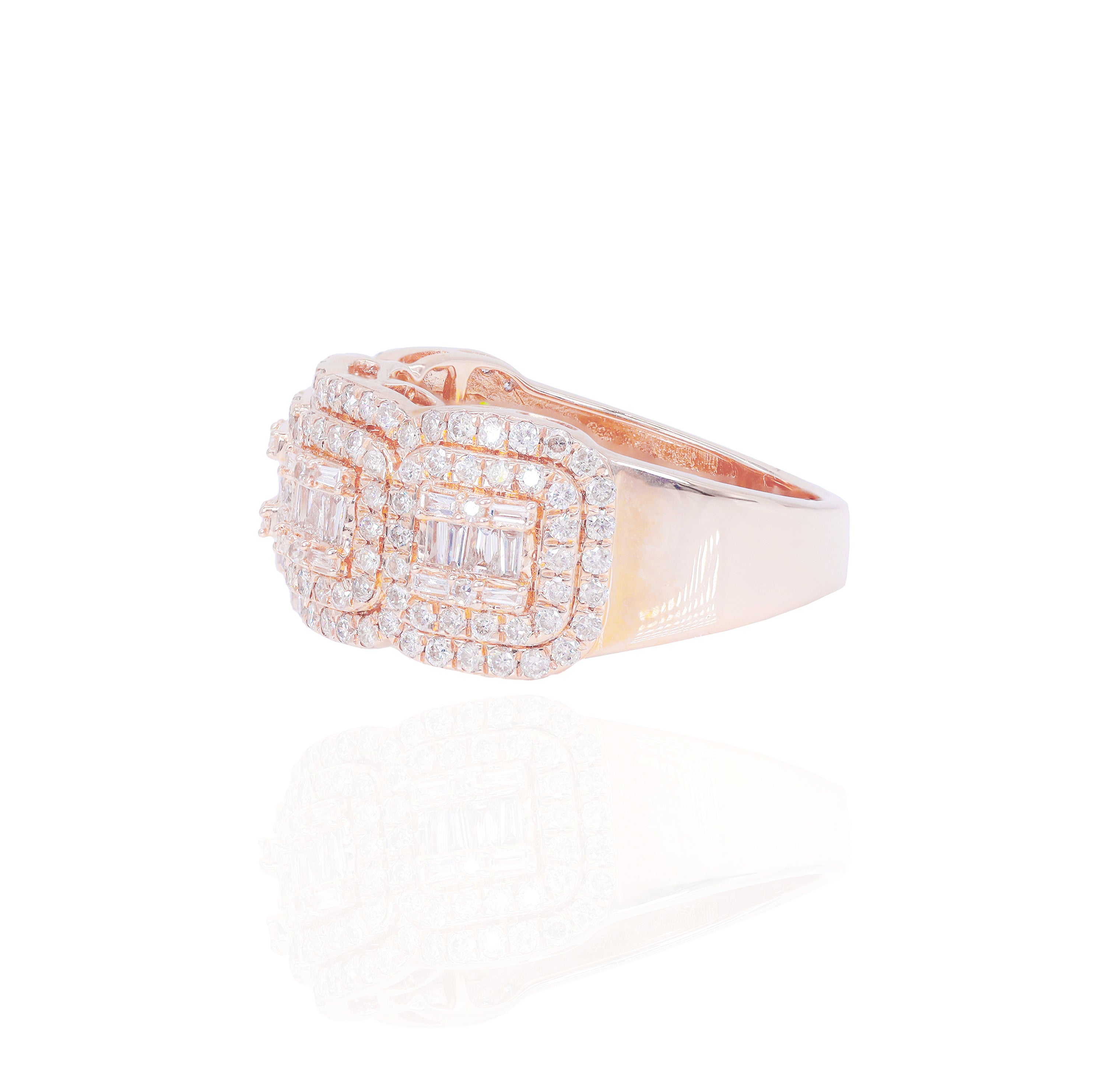 4 Sectional Baguette with Round Diamond Ring