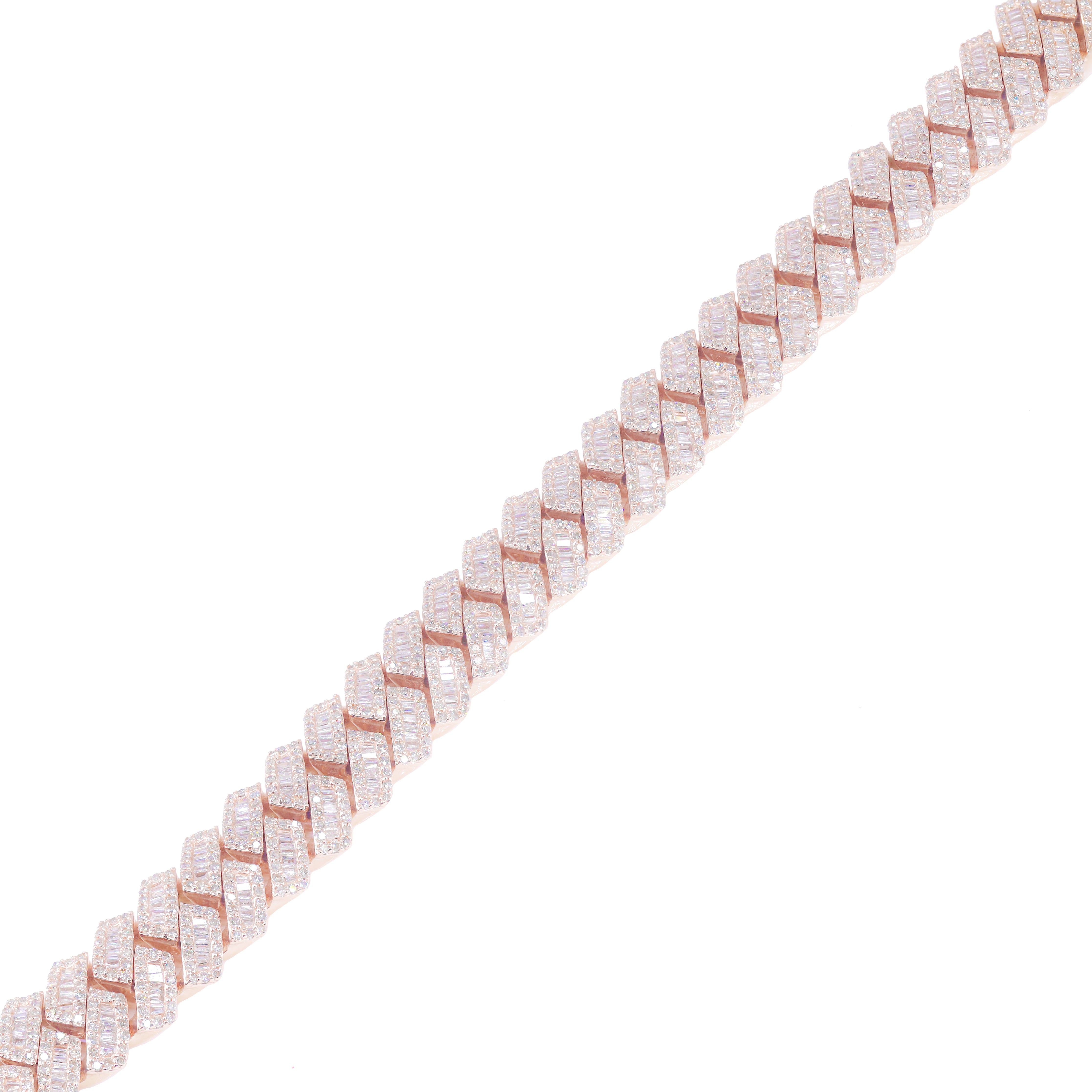 13.5mm Baguette & Round Diamond Jagged Cuban Bracelet