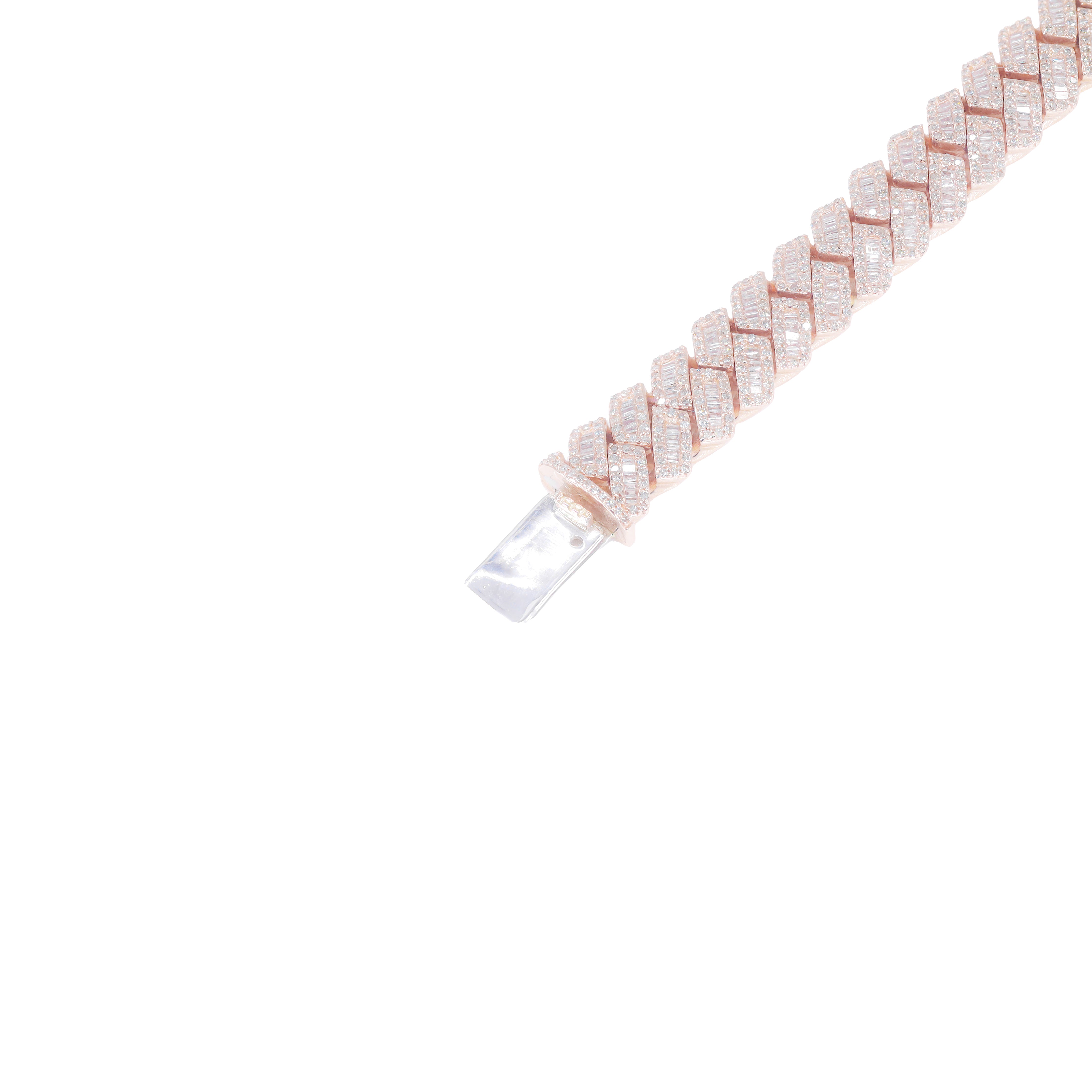 13.5mm Baguette & Round Diamond Jagged Cuban Bracelet